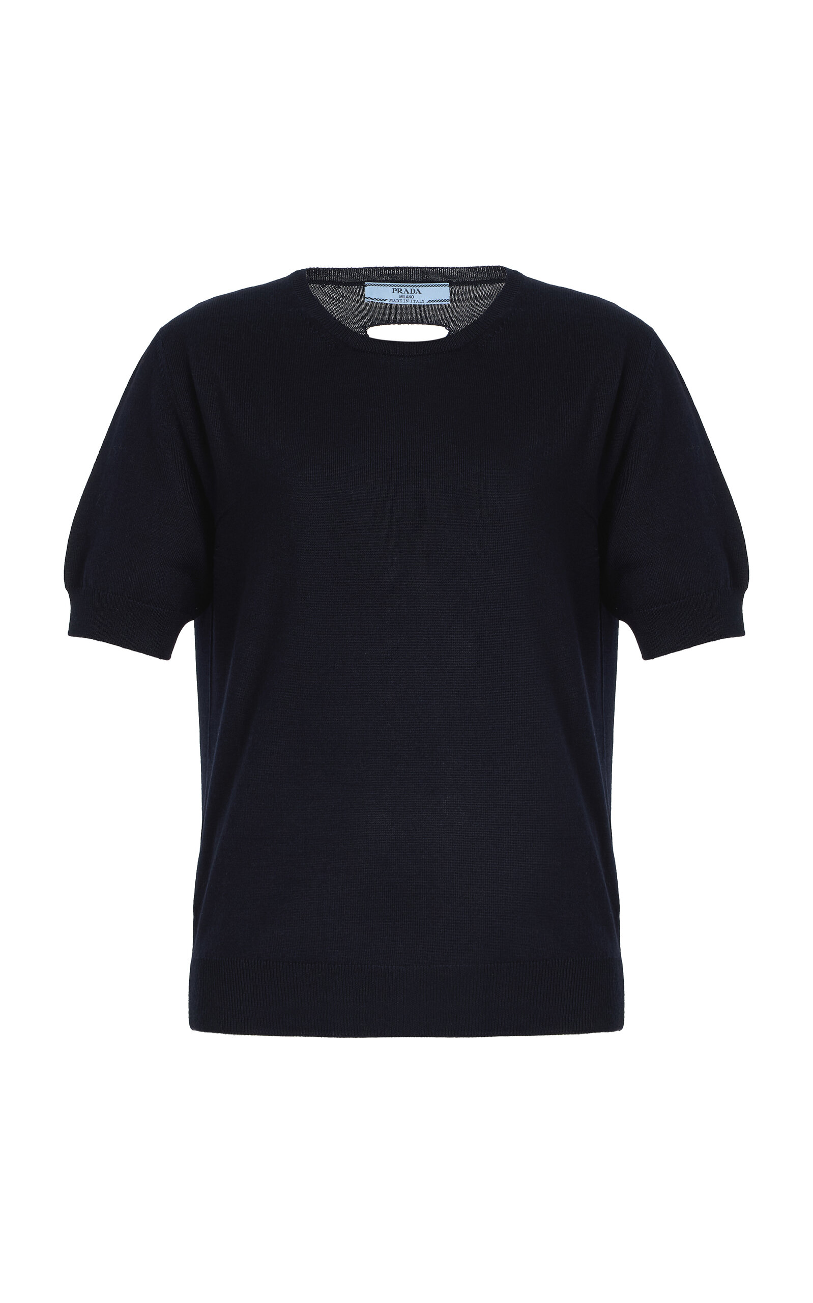 Prada Womens Blue Oversized Short-sleeve Wool Jumper In Blue