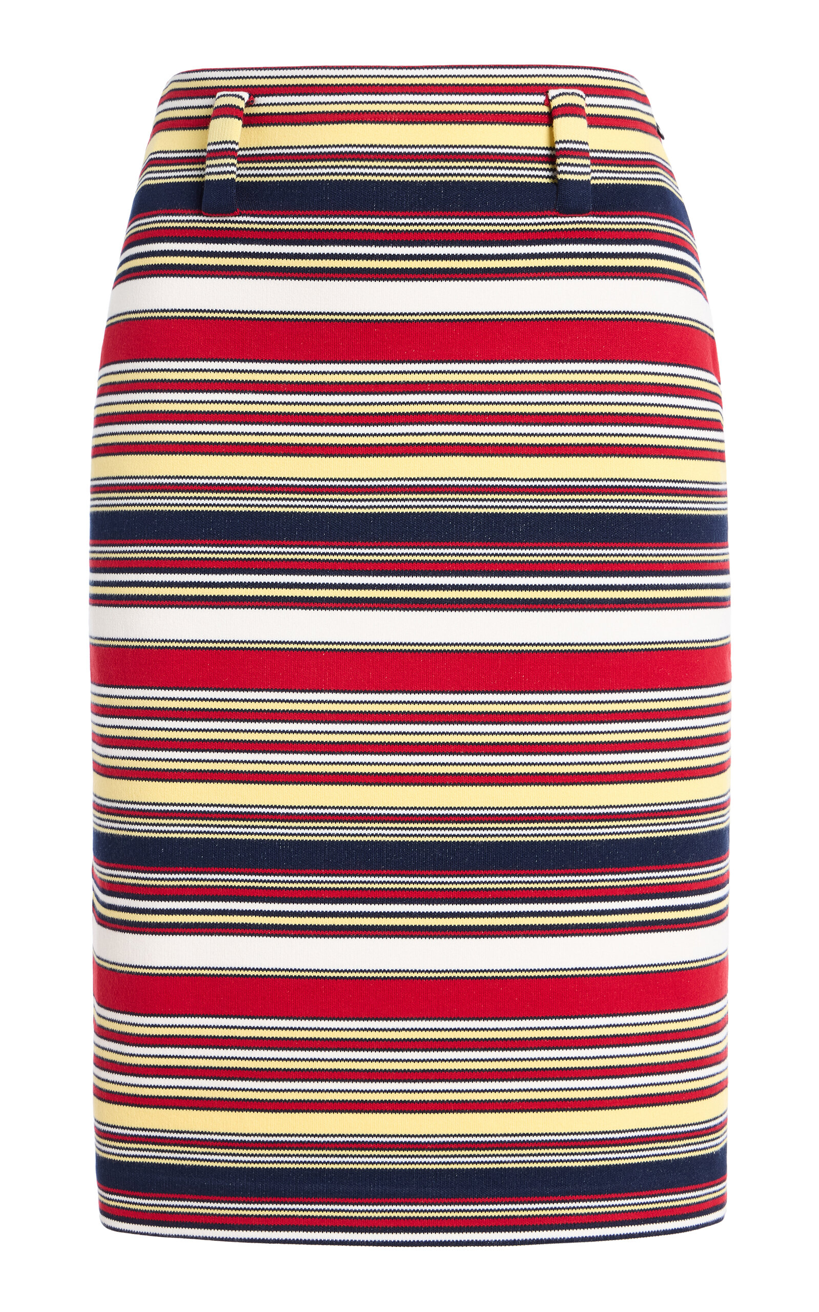 Prada Striped Knit-cotton Midi Skirt In Multi