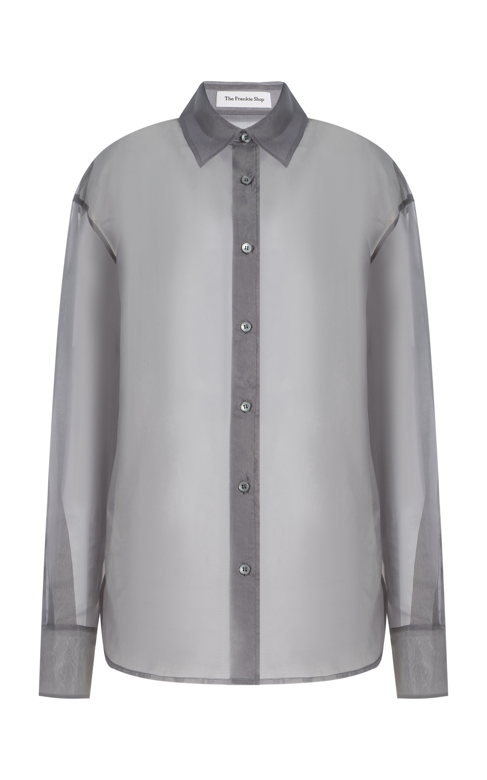 The Frankie Shop Peri Sheer Silk-Blend Shirt - Grey