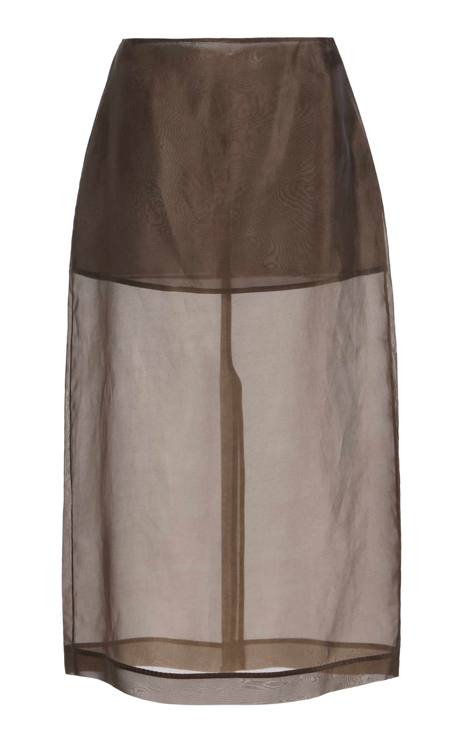 The Frankie Shop Peri Sheer Silk-Blend Midi Skirt - Brown