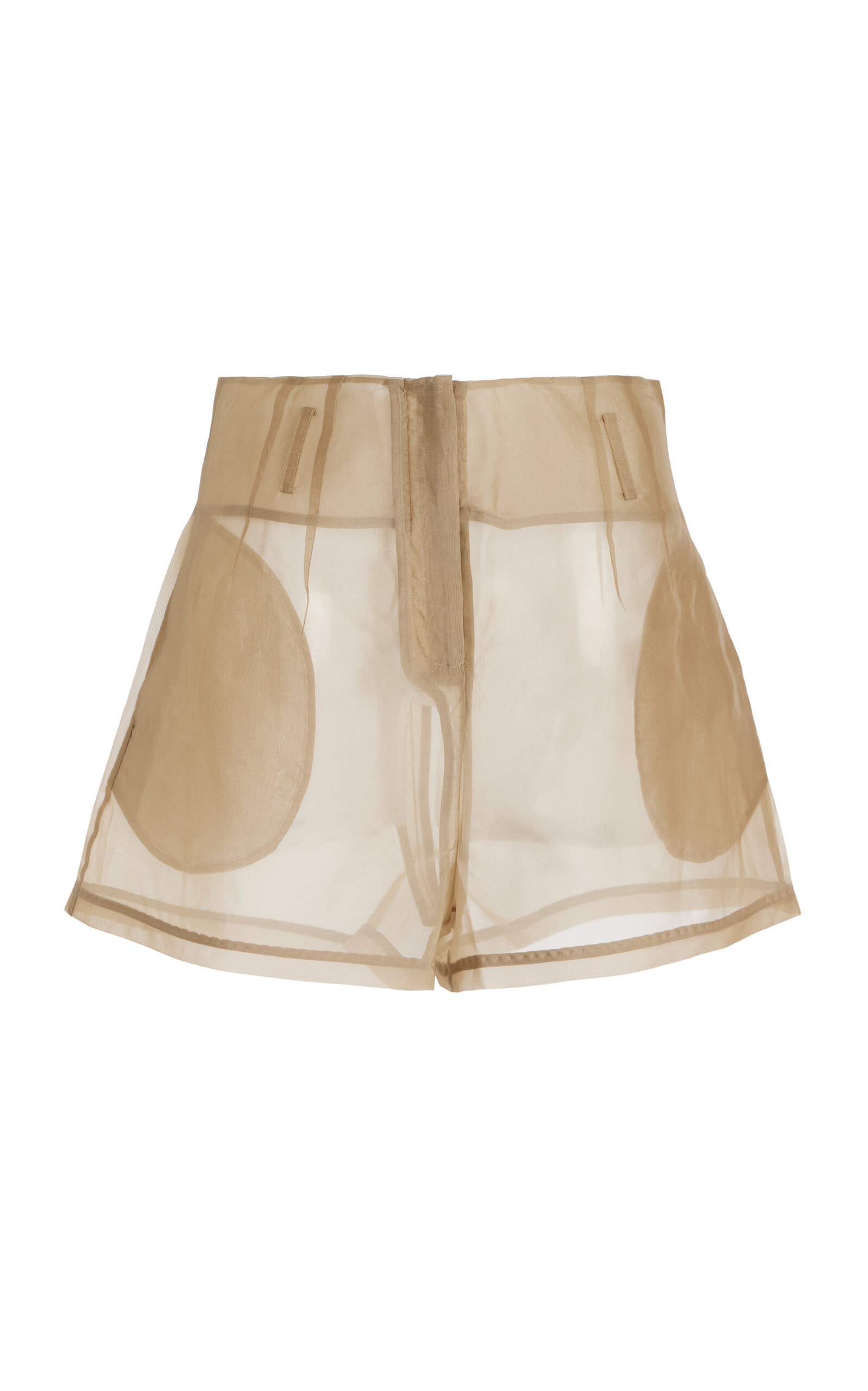The Frankie Shop Lise Sheer Silk-blend High-rise Shorts In Neutral