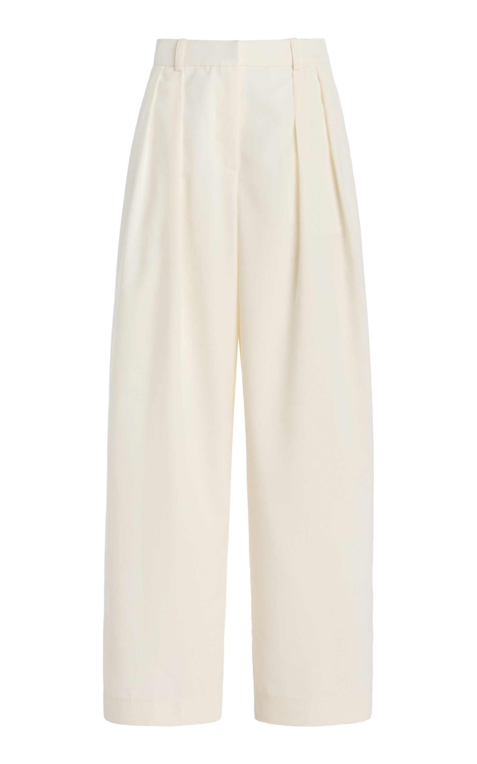 Shop The Frankie Shop Daytona Pleated Wool-blend Trousers In Ivory