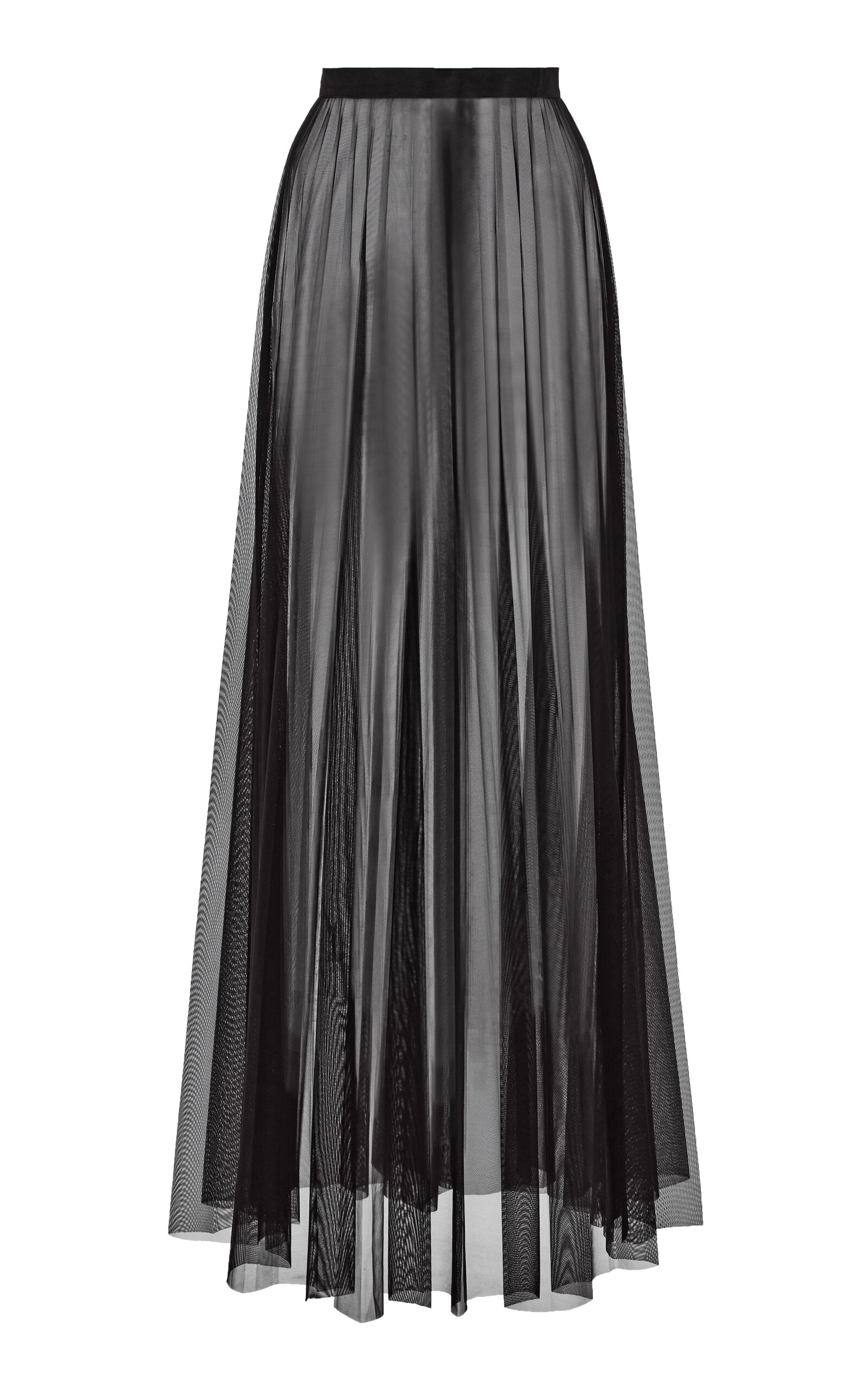 The Frankie Shop Vallen Pleated Mesh Maxi Skirt - Black