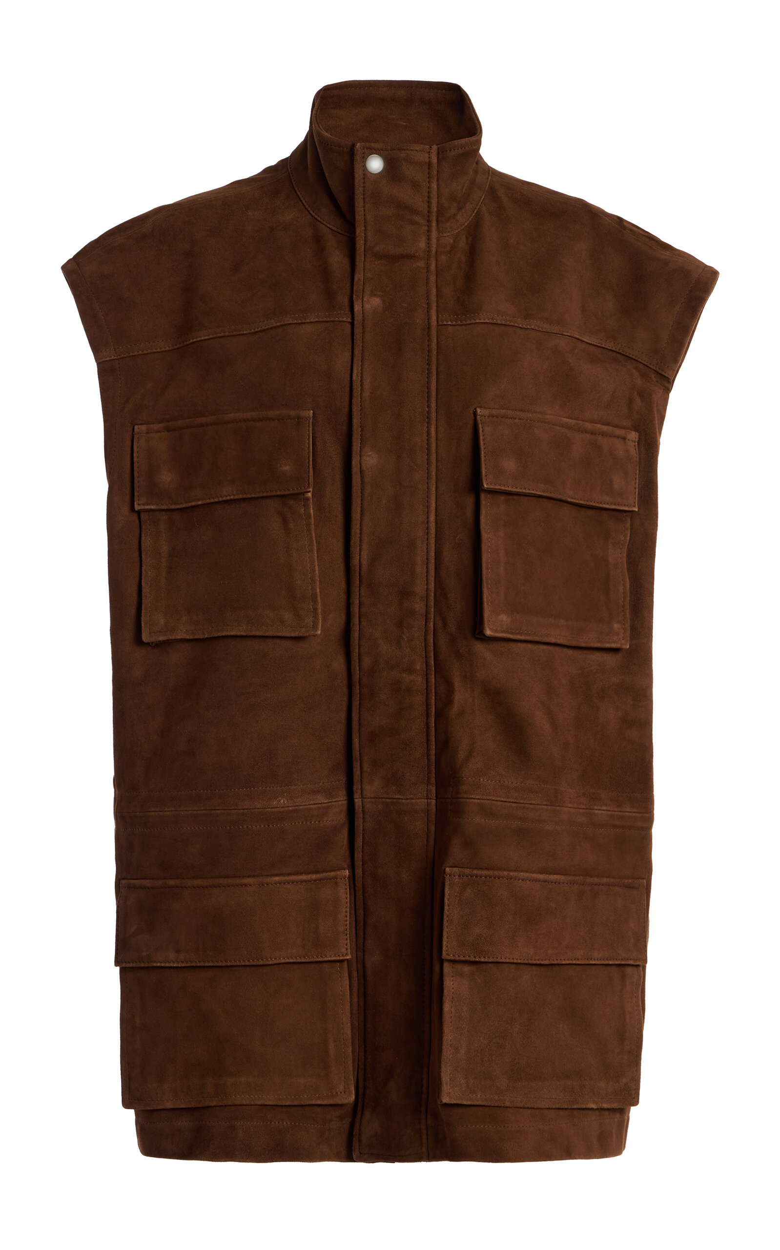 The Frankie Shop Turin Sleeveless Suede Cargo Jacket