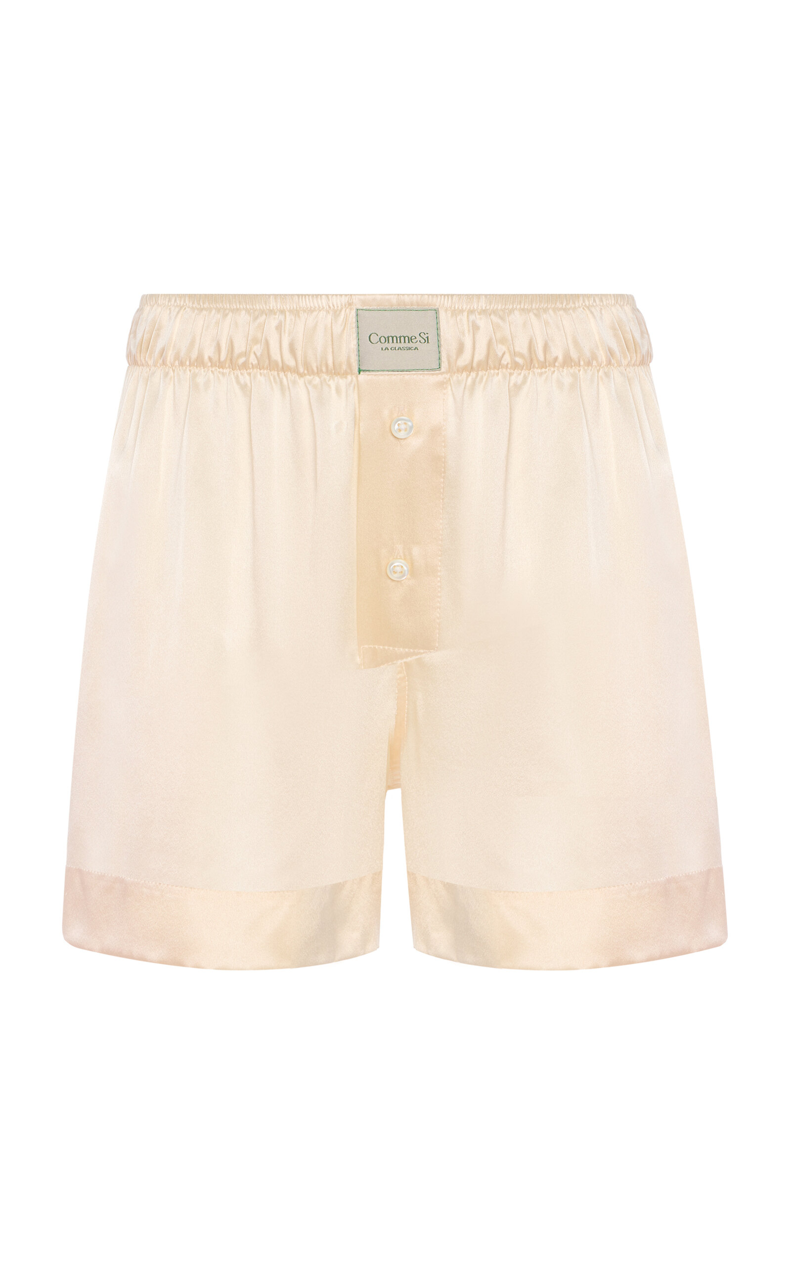 Shop Comme Si La Boxer Classica Silk-charmeuse Shorts In Yellow