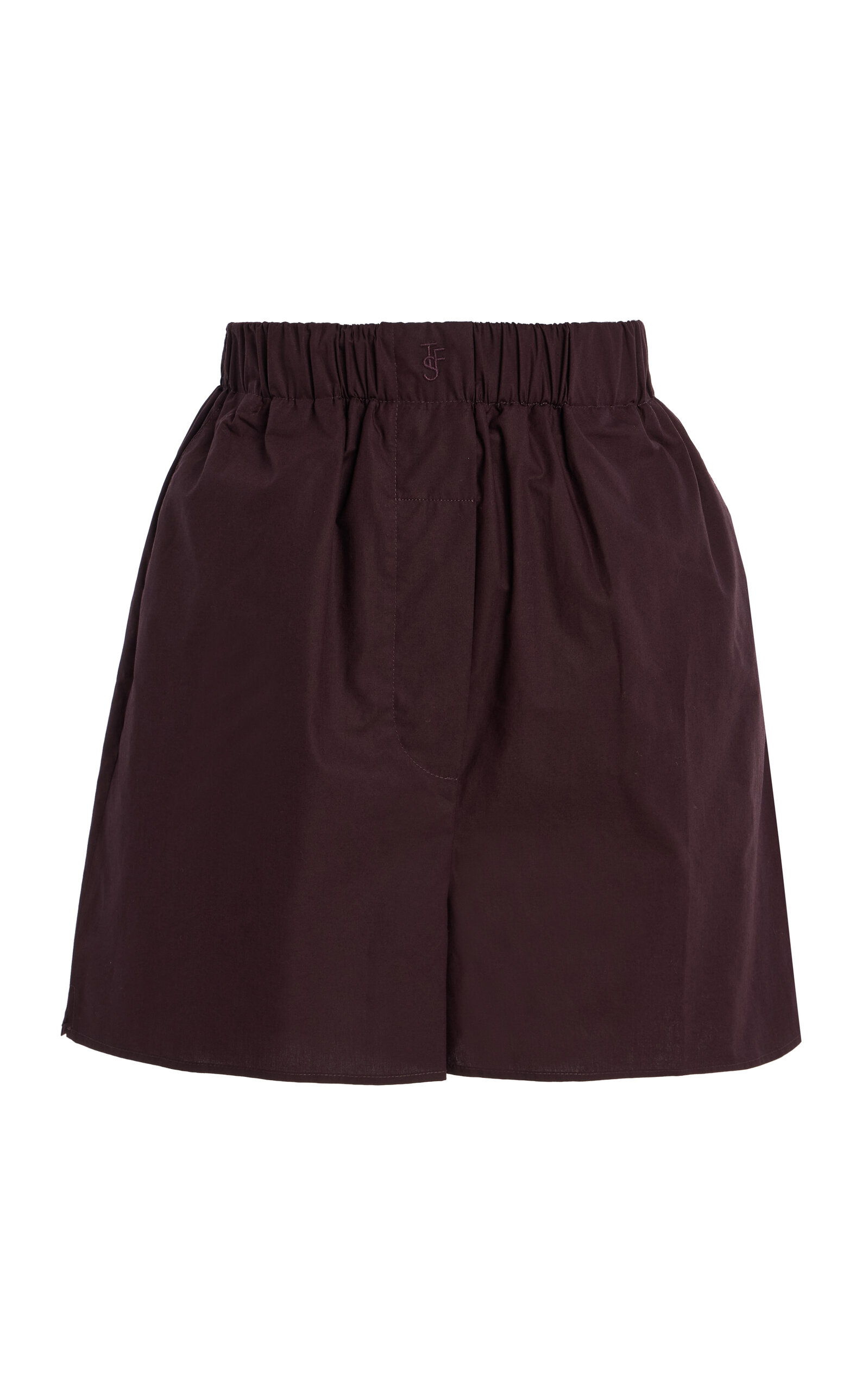 The Frankie Shop Lui Cotton Boxer Shorts In Burgundy