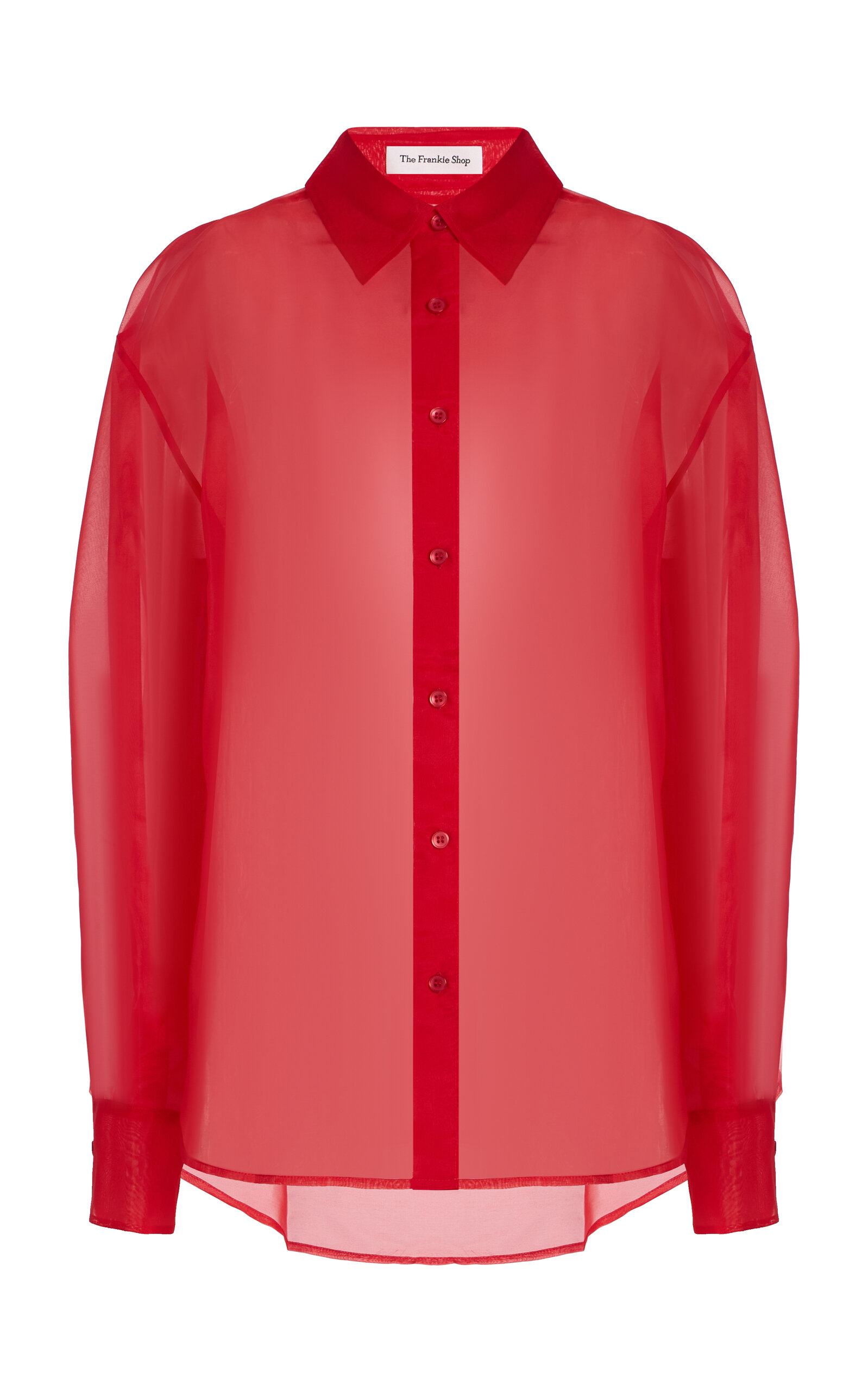 The Frankie Shop Peri Sheer Silk-blend Shirt In Red