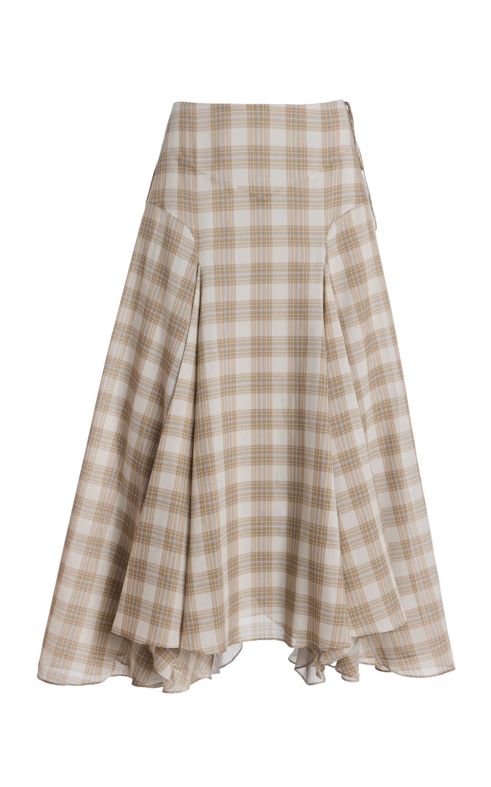 Kallmeyer Alyse Checked Cotton-blend Midi Skirt In Neutral