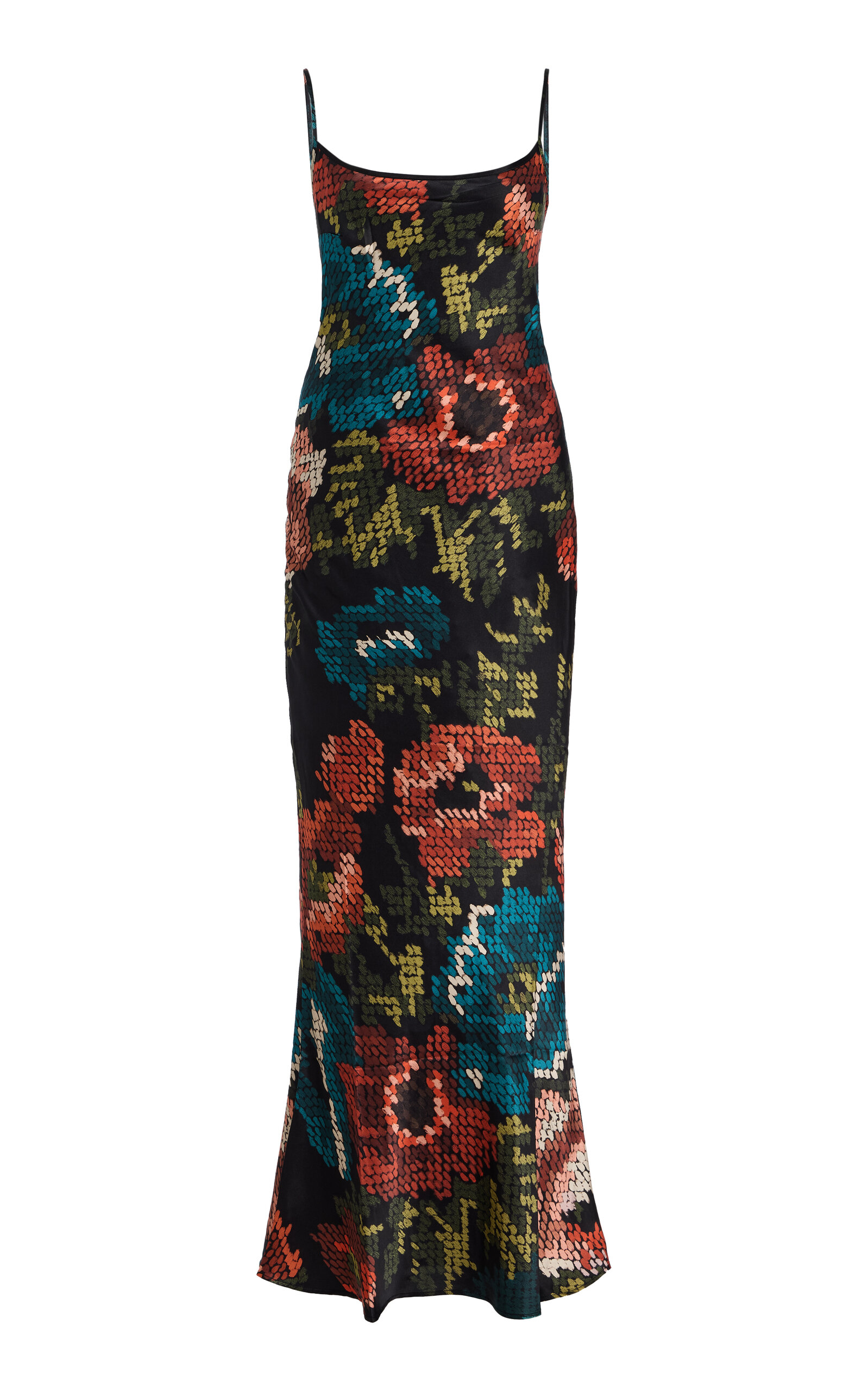 S.S.DALEY Willow Printed Silk-Satin Maxi Slip Dress