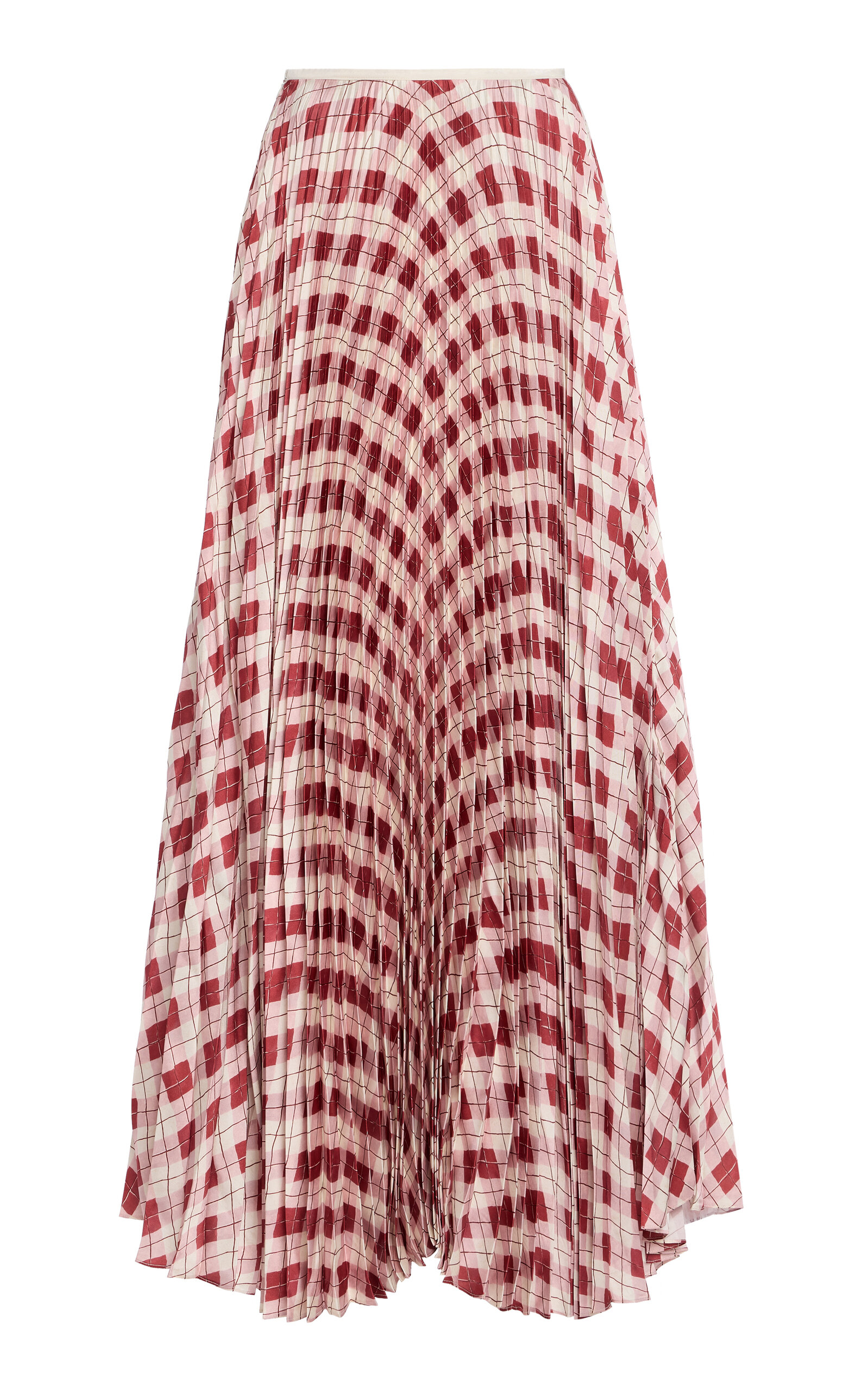 S.S.DALEY Kate Pleated Argyle-Print Silk-Twill Maxi Skirt - Plaid