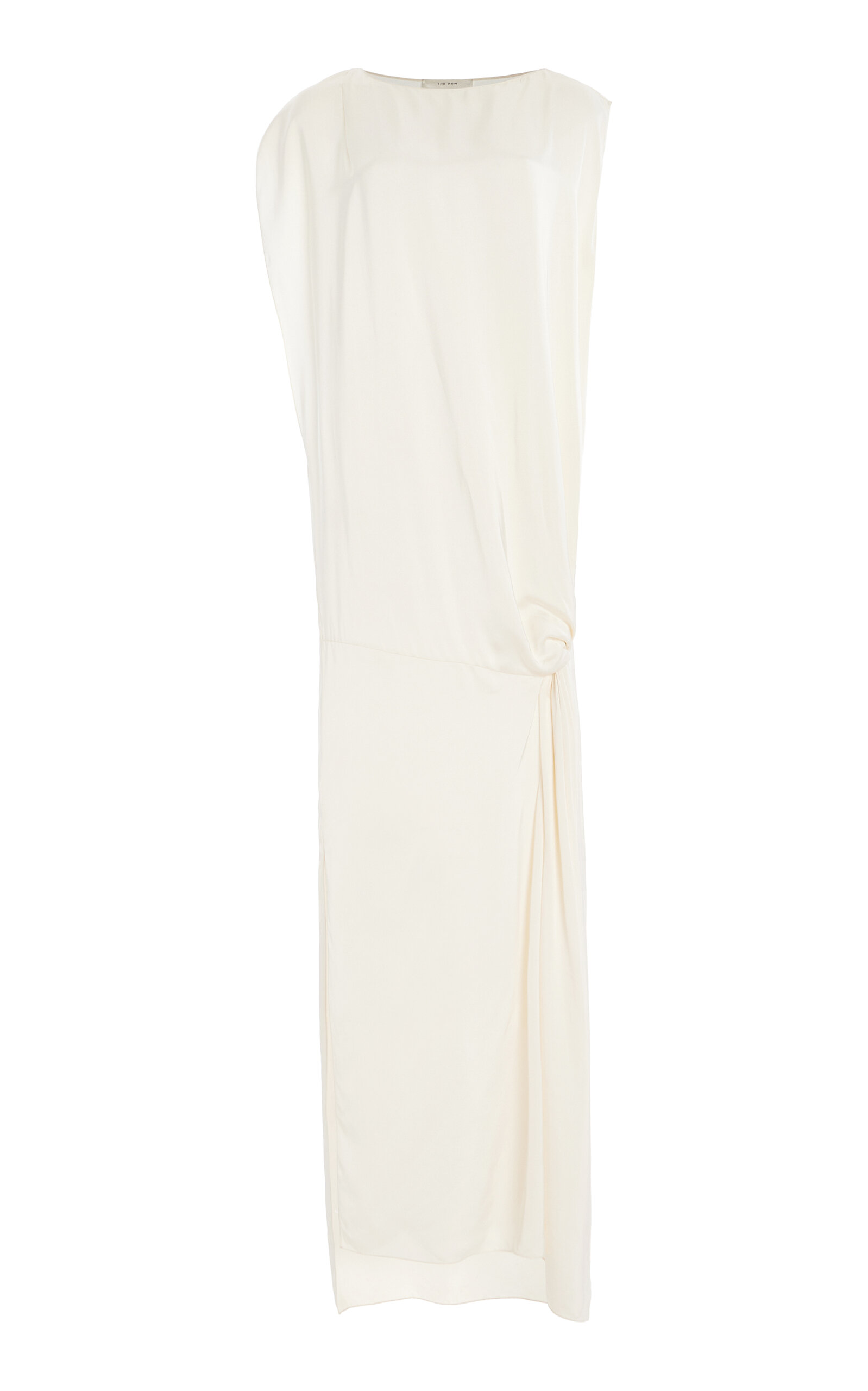 The Row Esmee Draped Jersey Crepe Maxi Dress In Ivory