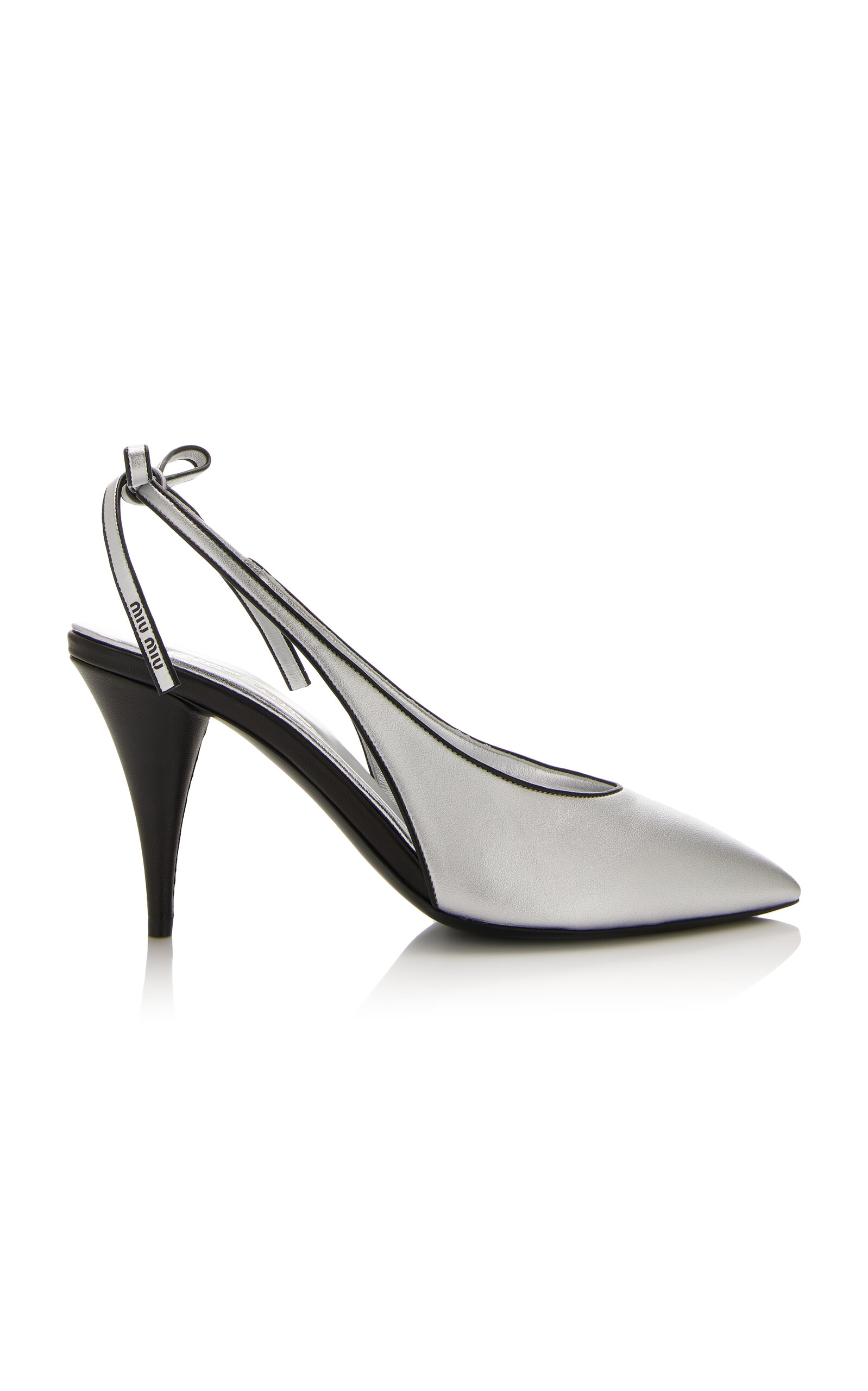 Metallic Leather Slingback Pumps