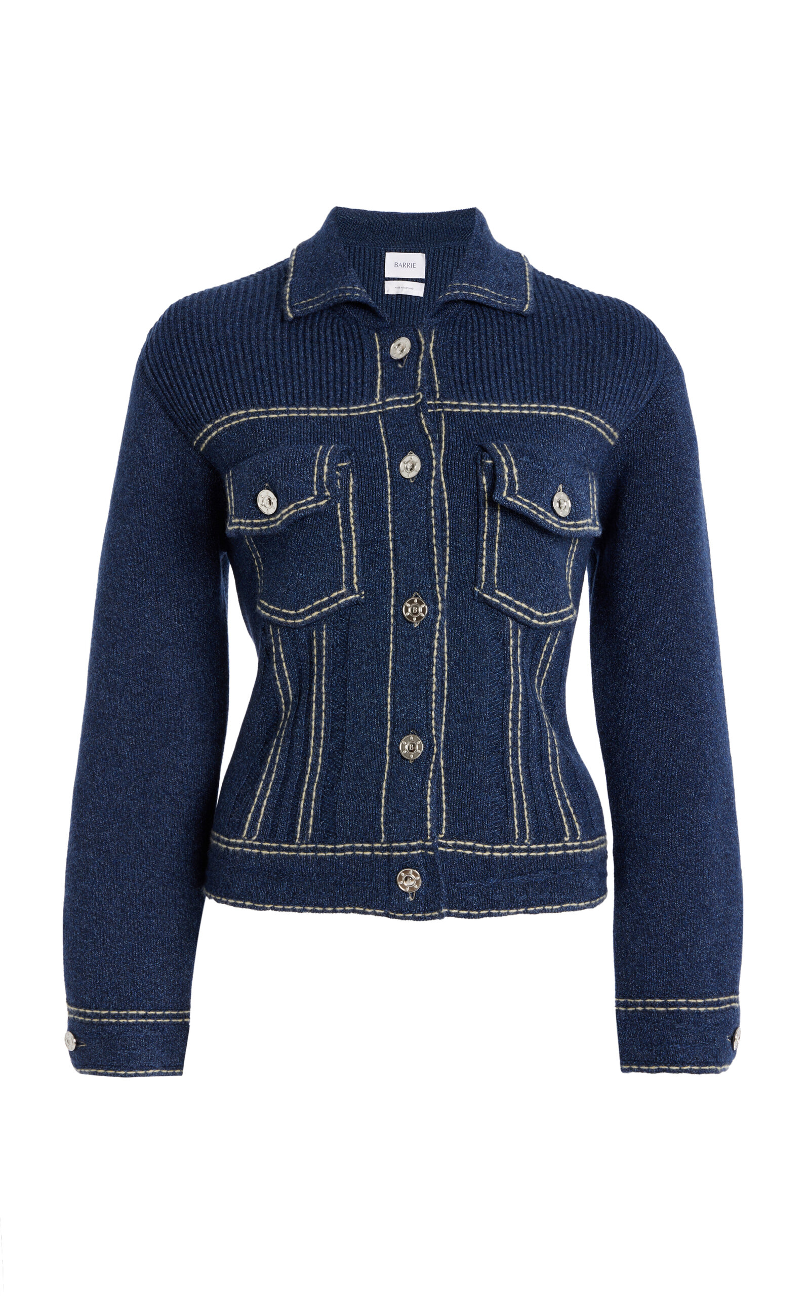 Barrie Denim-like Fitted Jacket In Blue