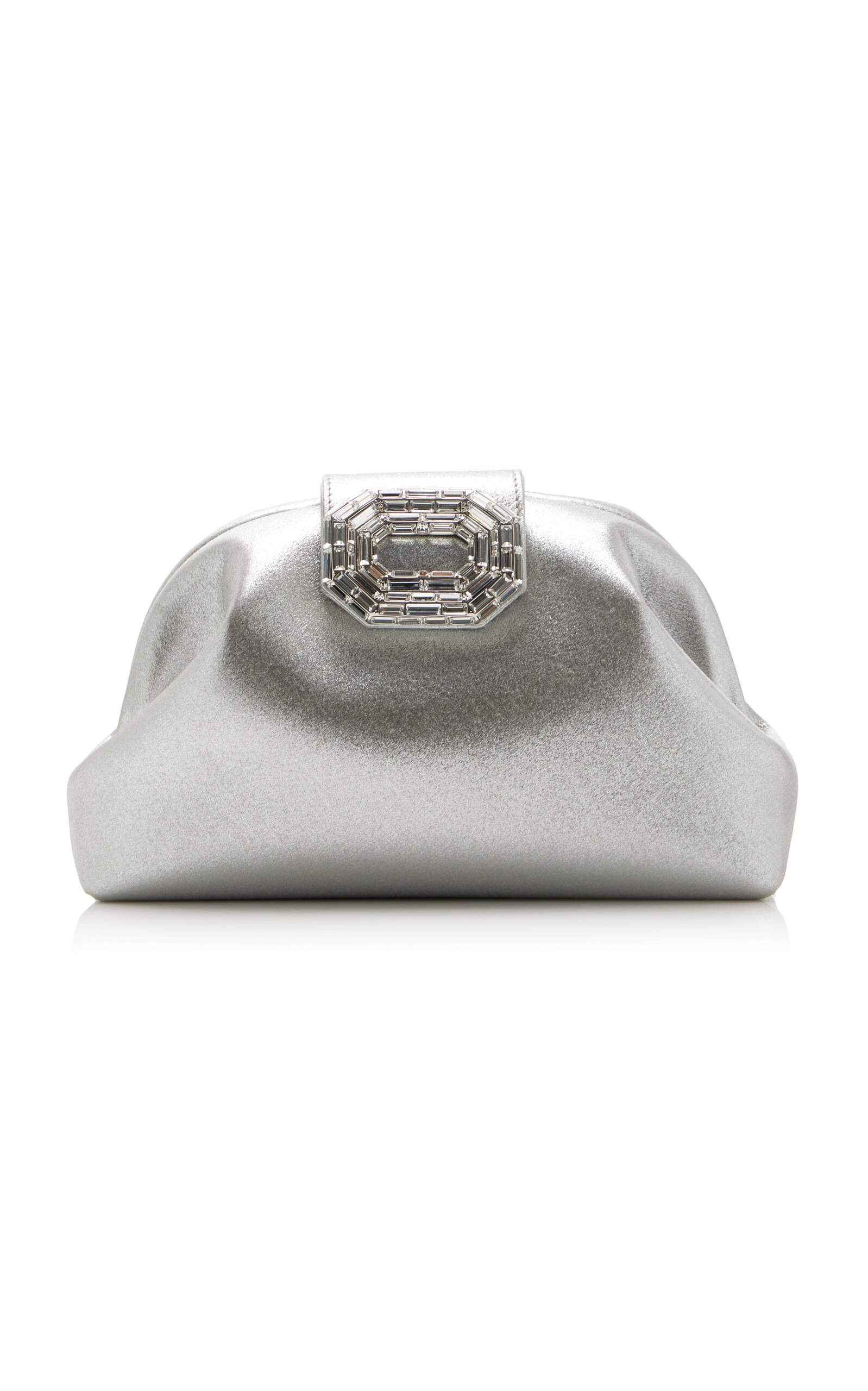 Amina Muaddi Camelia Satin Clutch - Silver - OS - Men's Bags