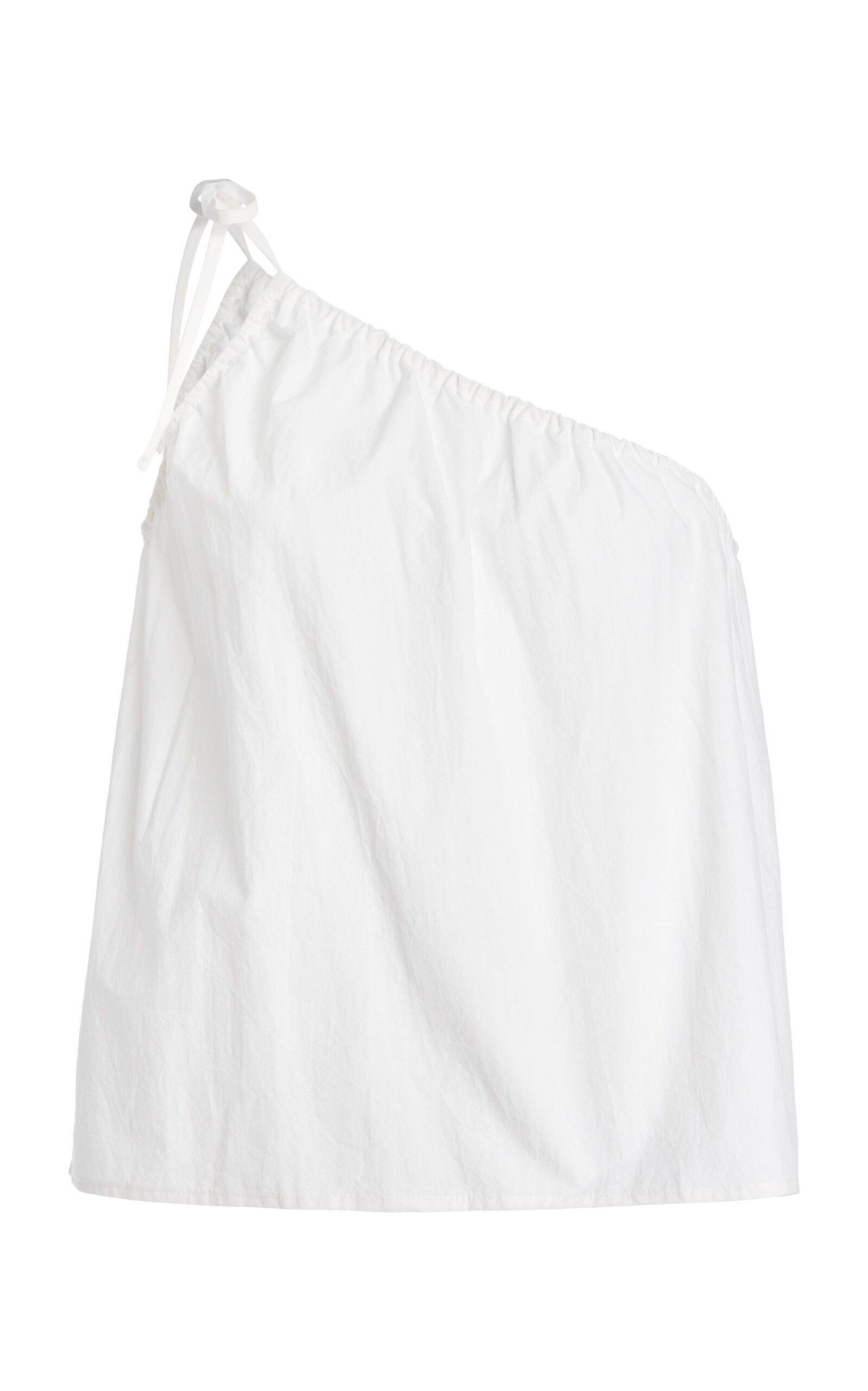 Deiji Studios Ruched-Strap Cotton Poplin Top - White - XS