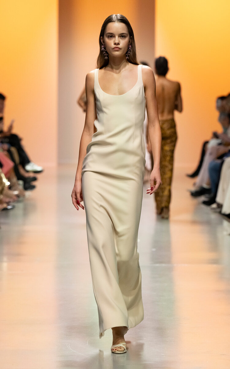 Georges Hobeika Open Back Crepe Maxi Dress - Off-White