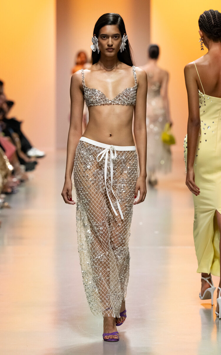 Embellished Netted Maxi Skirt