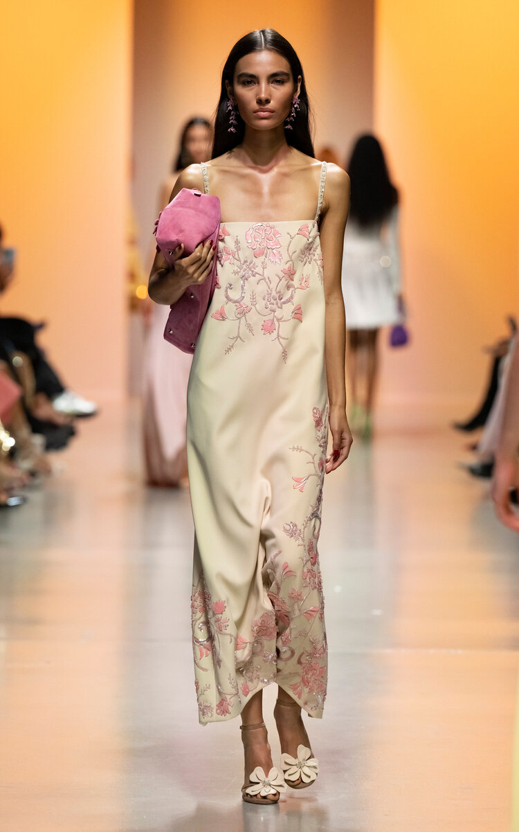 Georges Hobeika Embroidered Crepe Maxi Dress - Off-White