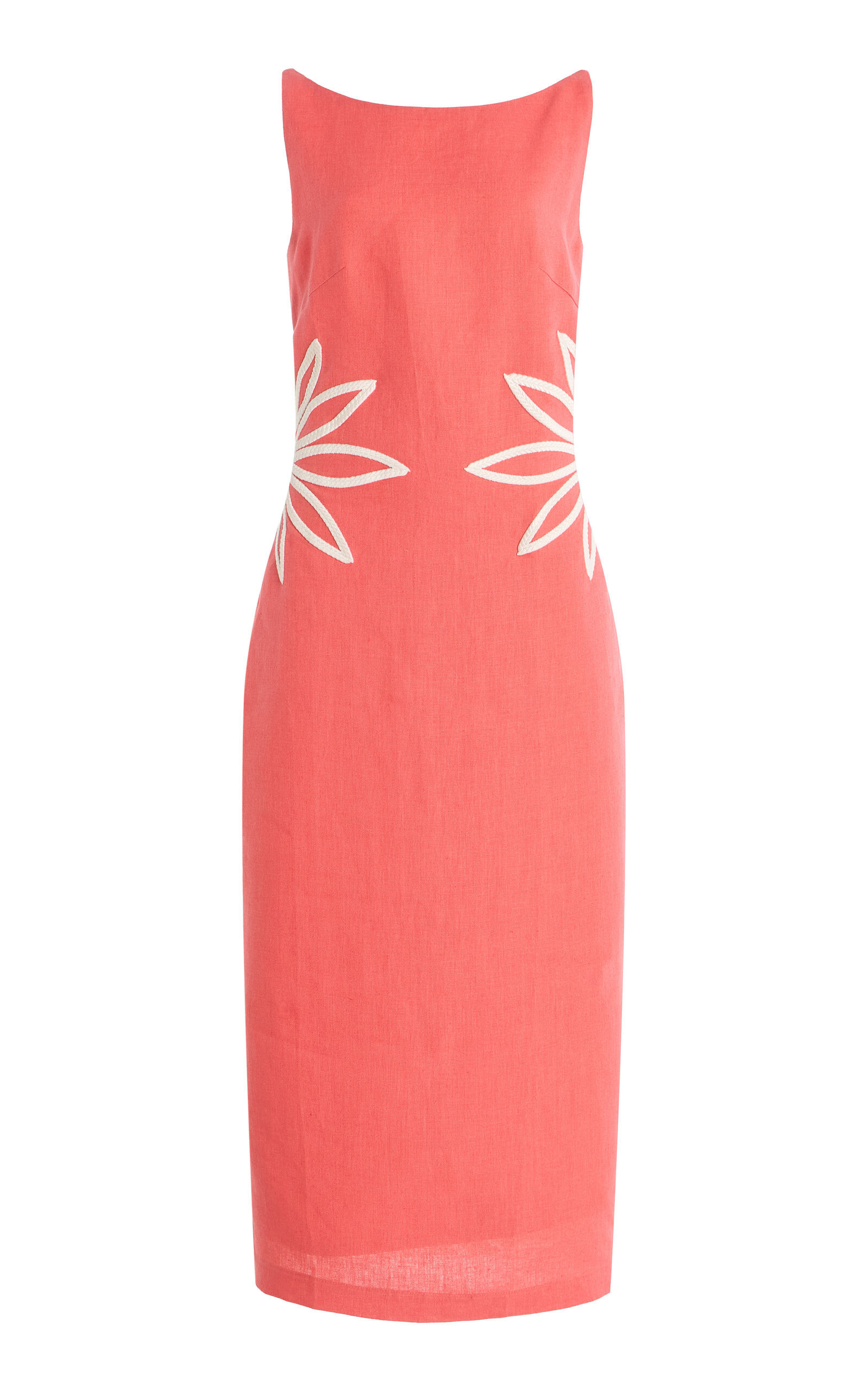 Andres Otalora Exclusive Kamar Embroidered-linen Midi Dress In Pink