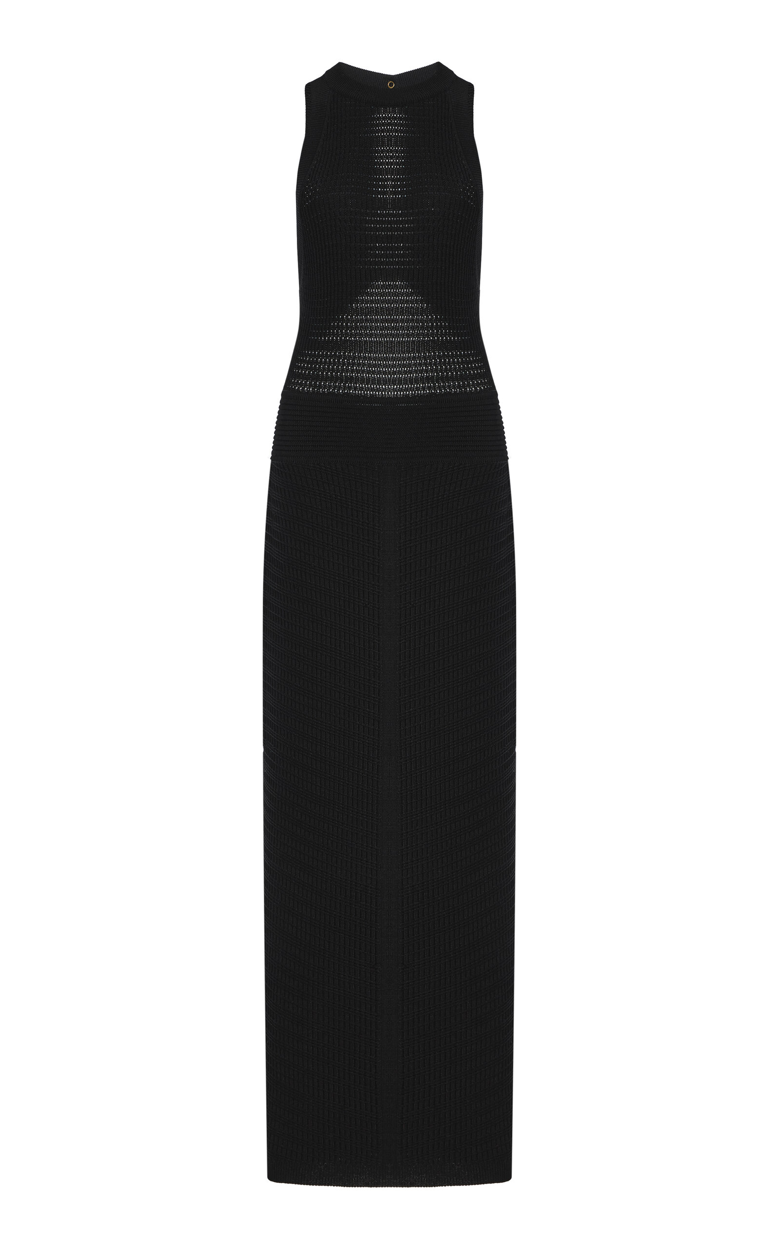 Balmain Diamond Textured Knit Midi Dress In Black