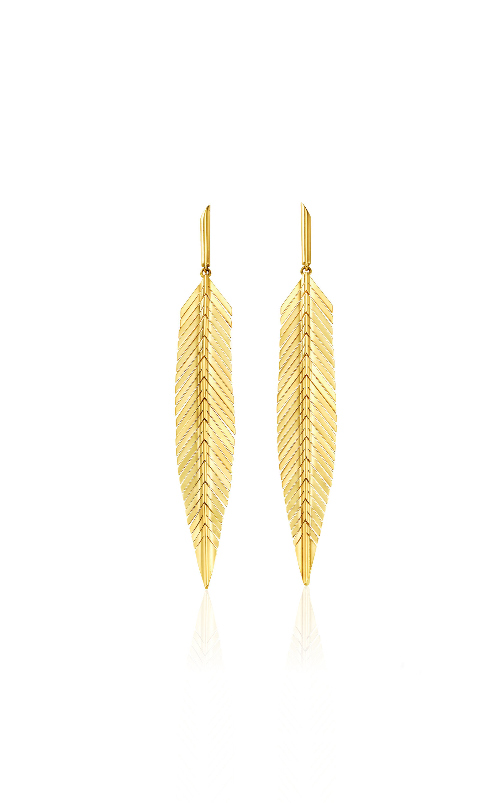 Cadar 18k Yellow Gold Large Feather Earrings In Gold