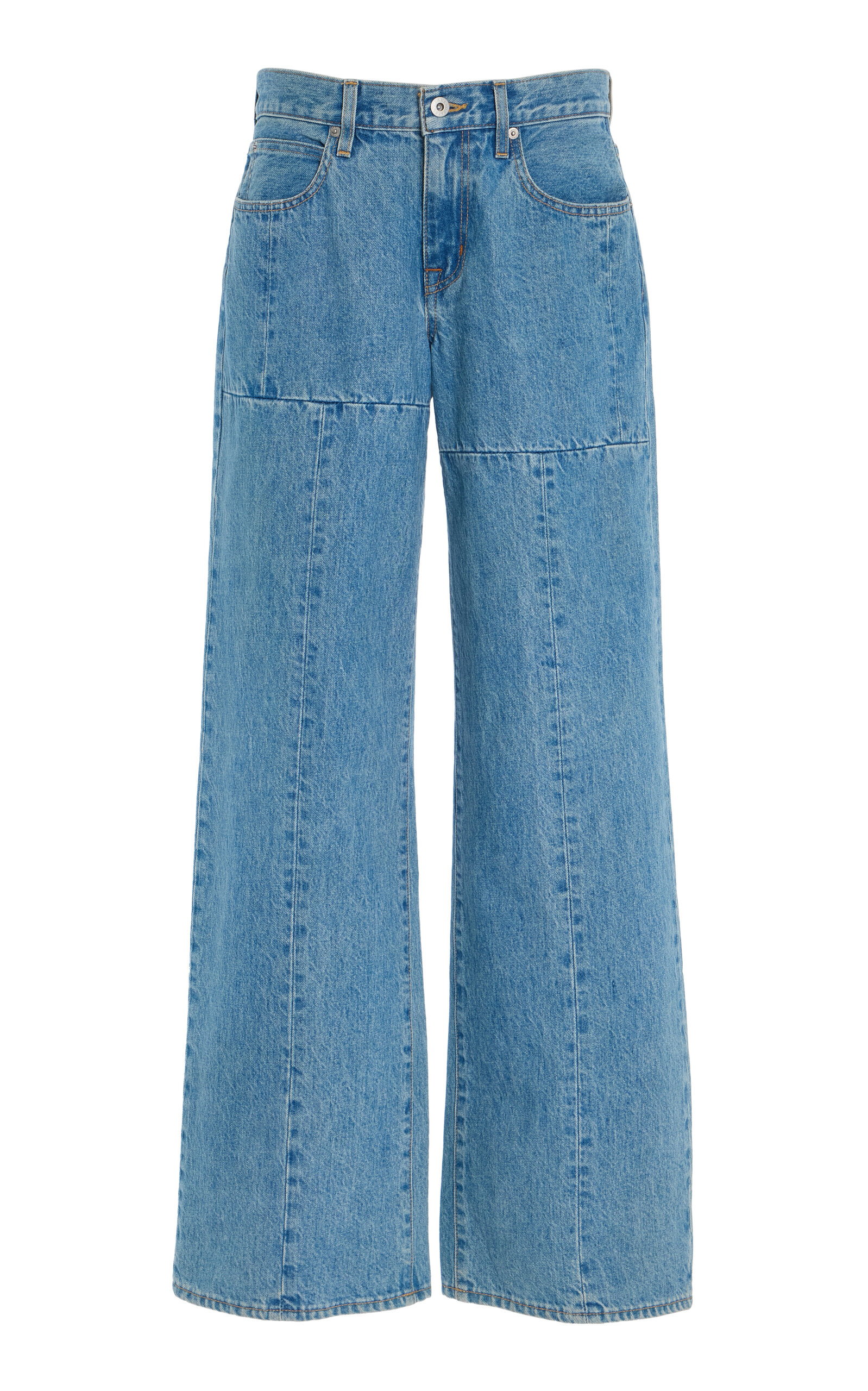 SLVRLAKE Mica Seamed Rigid Low-Rise Wide-Leg Jeans - Medium Wash