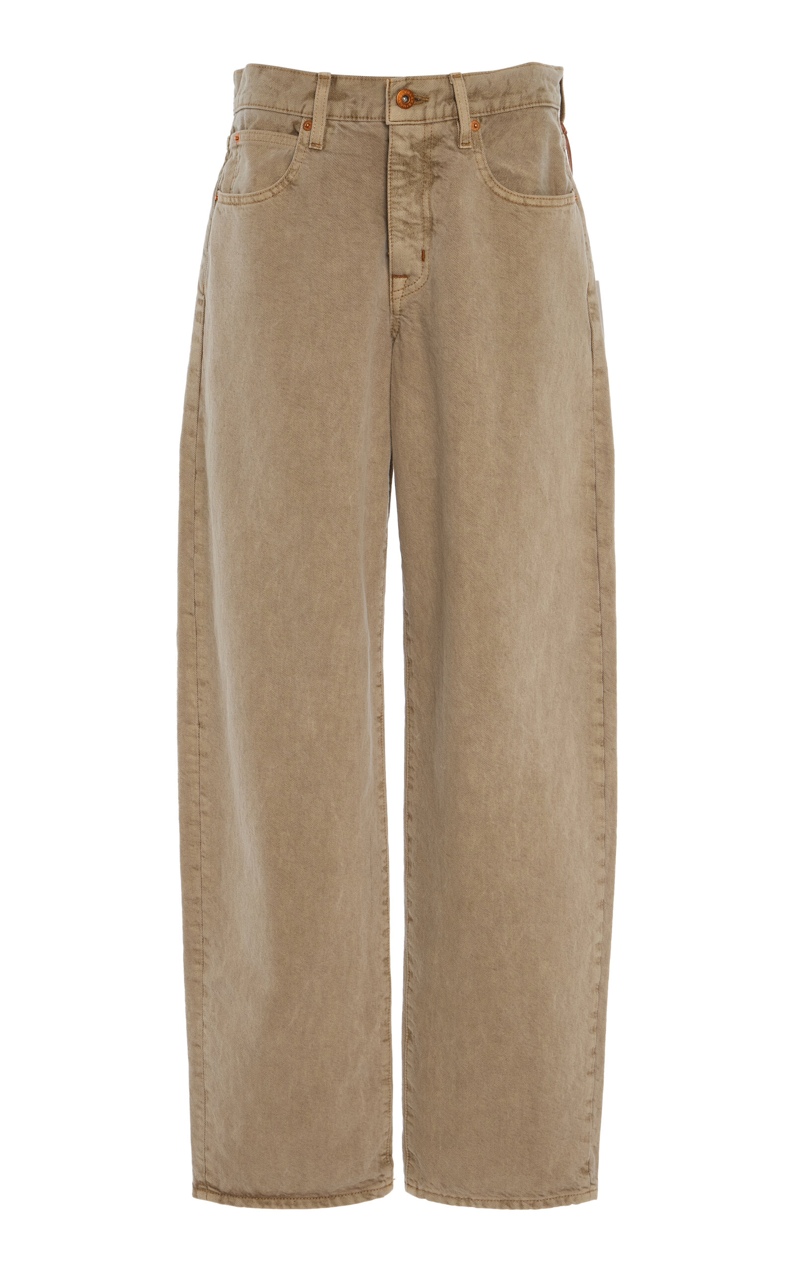 Shop Slvrlake Tess Long Rigid Low-rise Curve-leg Jeans In Brown