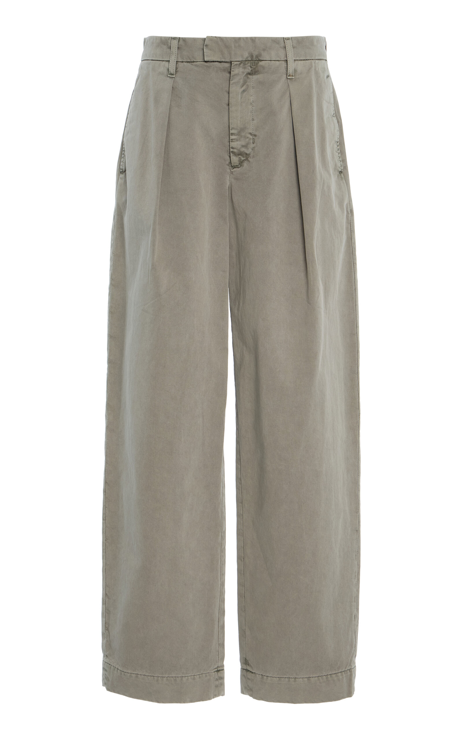 Slvrlake Wide Pleat Chino Pants Washed Sage In Green