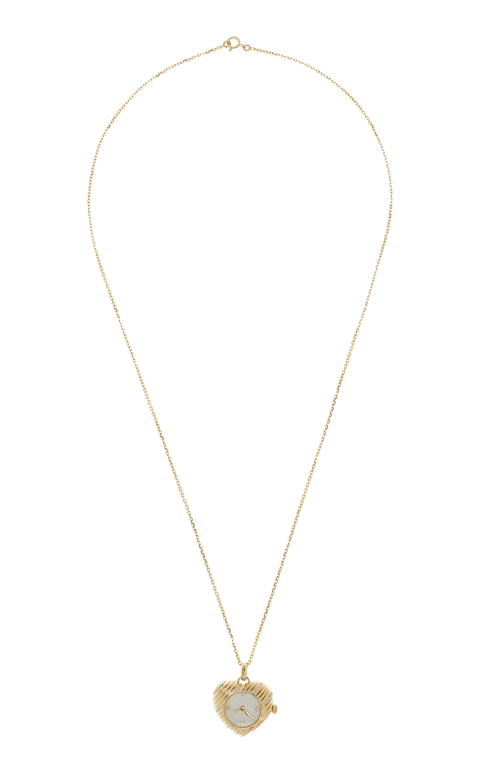 YVONNE LÉON HEART CLOCK 9K YELLOW GOLD MOTHER-OF-PEARL NECKLACE