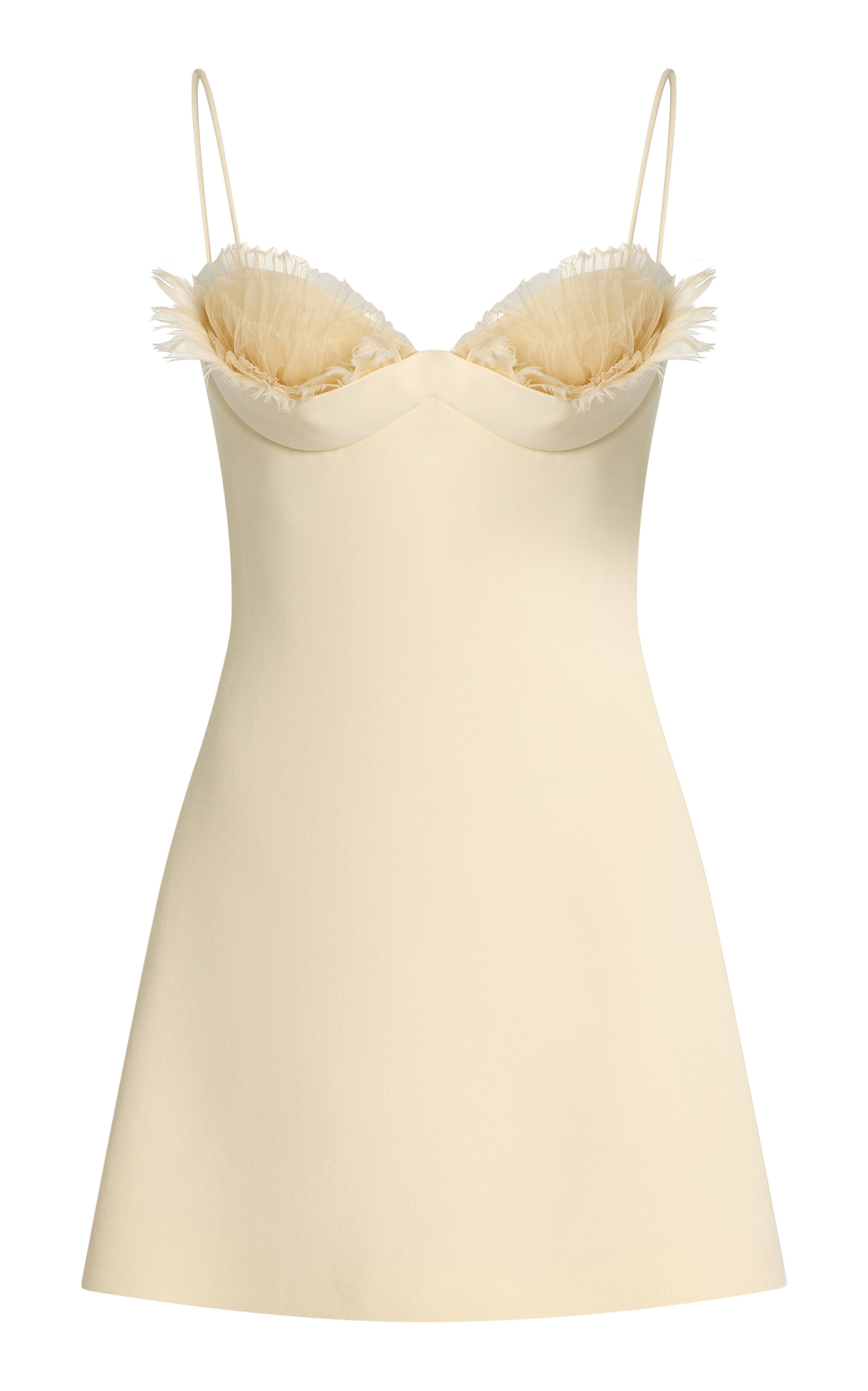 David Koma Tulle-Trimmed Satin Balconette Mini Dress - White