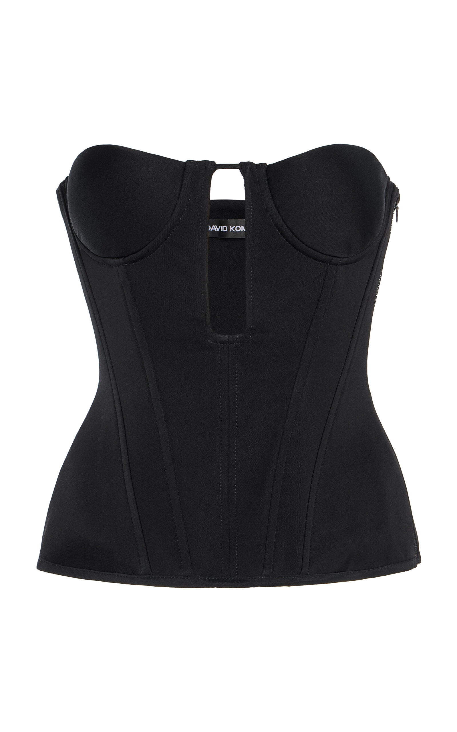 David Koma Cutout Satin Corset Top - Black