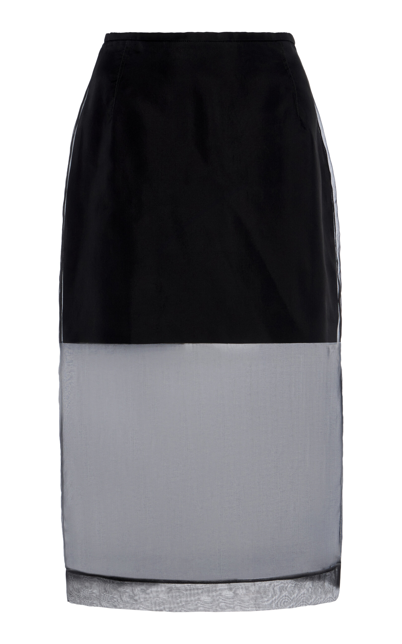 David Koma Silk Organza Midi Pencil Skirt - Black