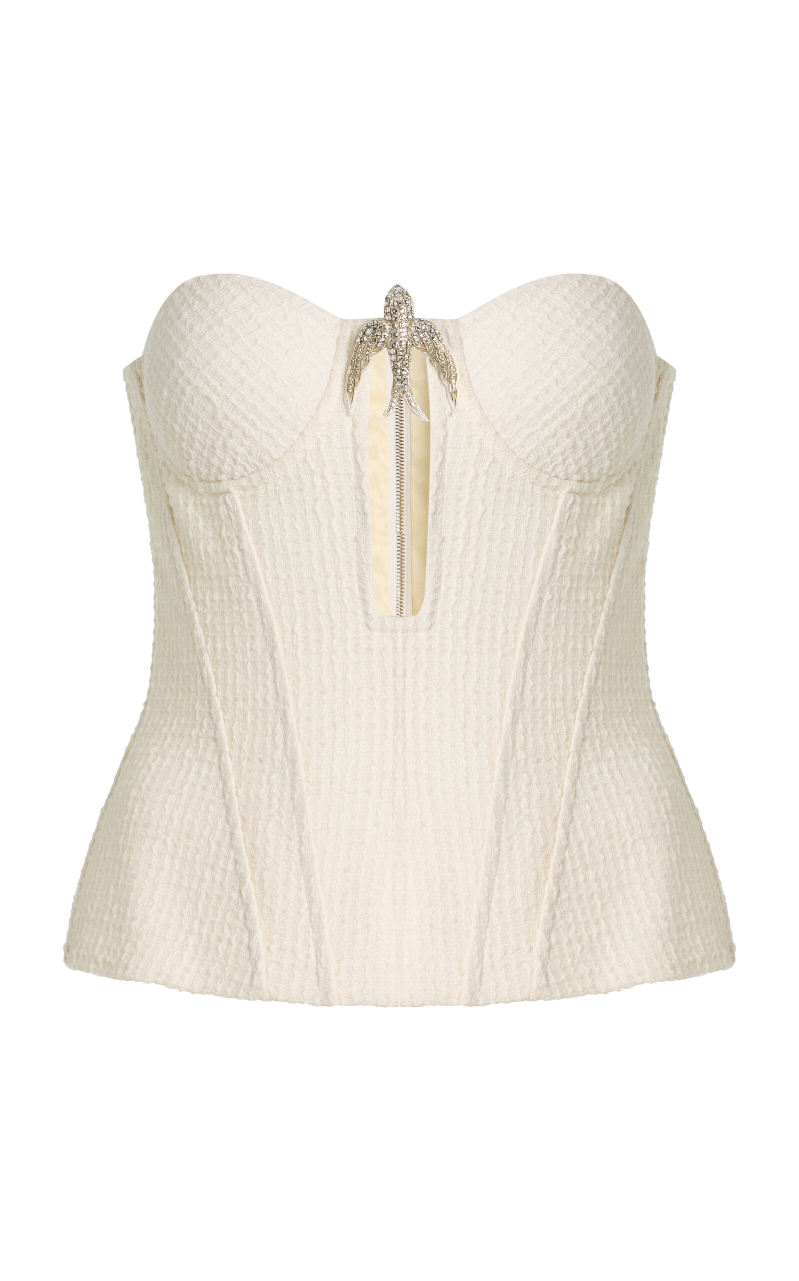 David Koma Embellished Bouclé Corset Top - White