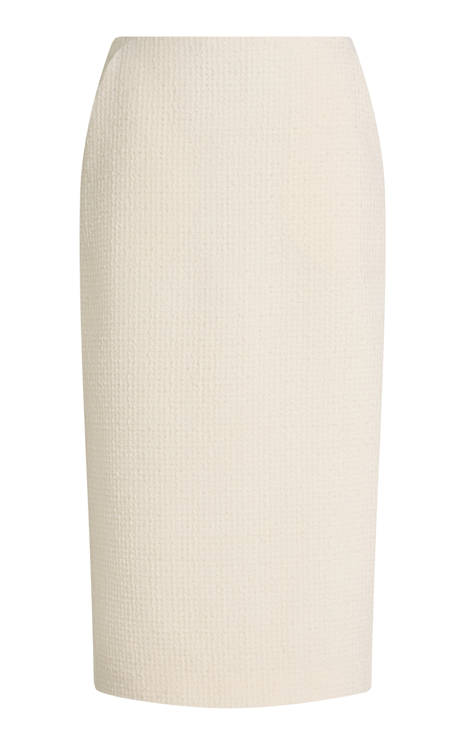 Shop David Koma Bouclé Midi Pencil Skirt In White