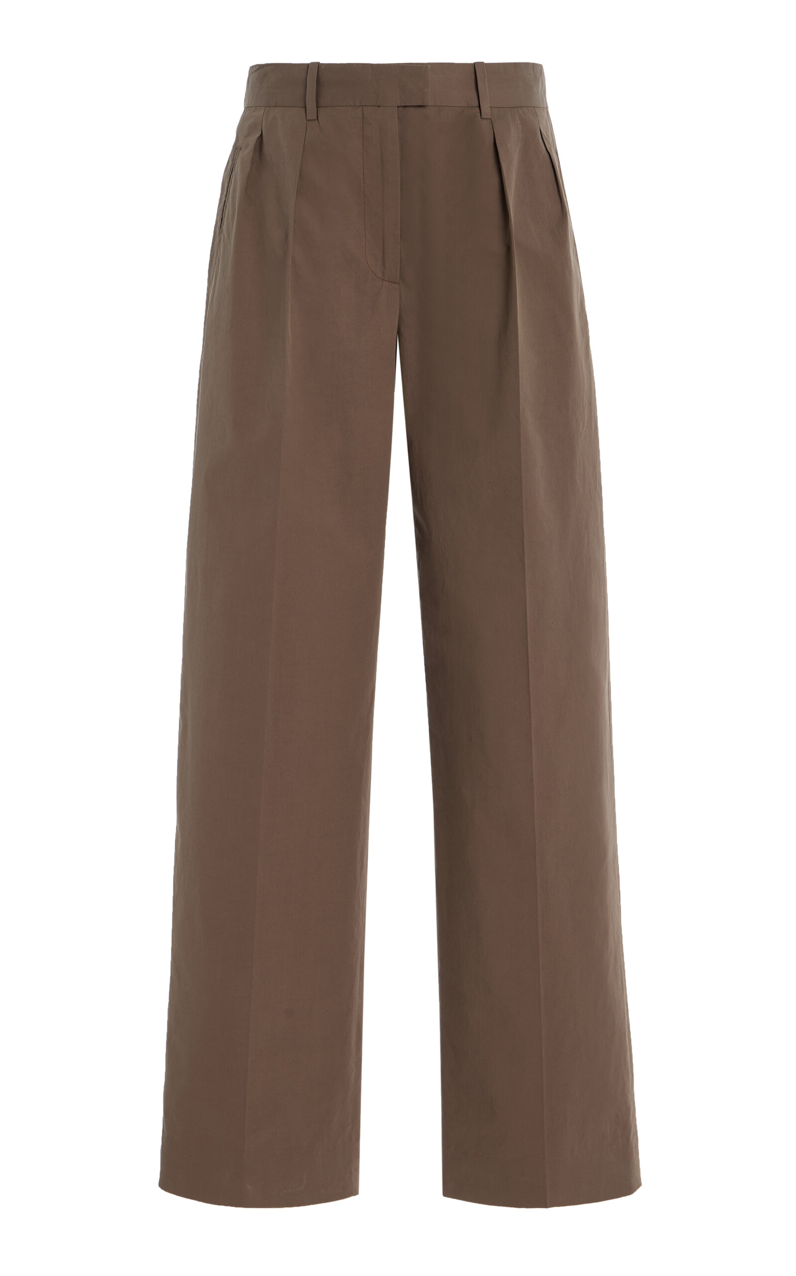 The Row Alfidis Pleated Cotton Straight-Leg Pants