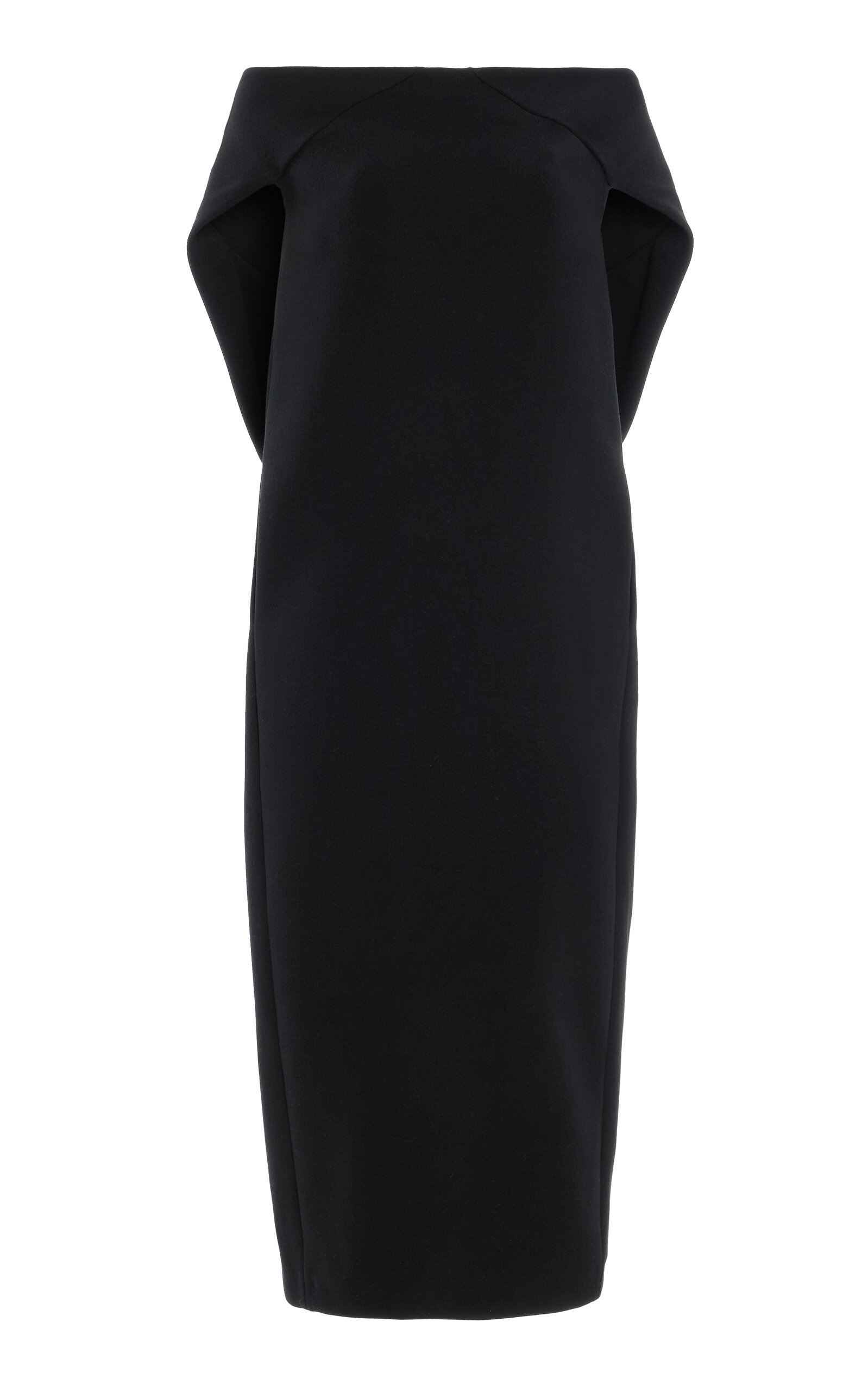 The Row Anitas Cape-detailed Wool Gabardine Midi Dress