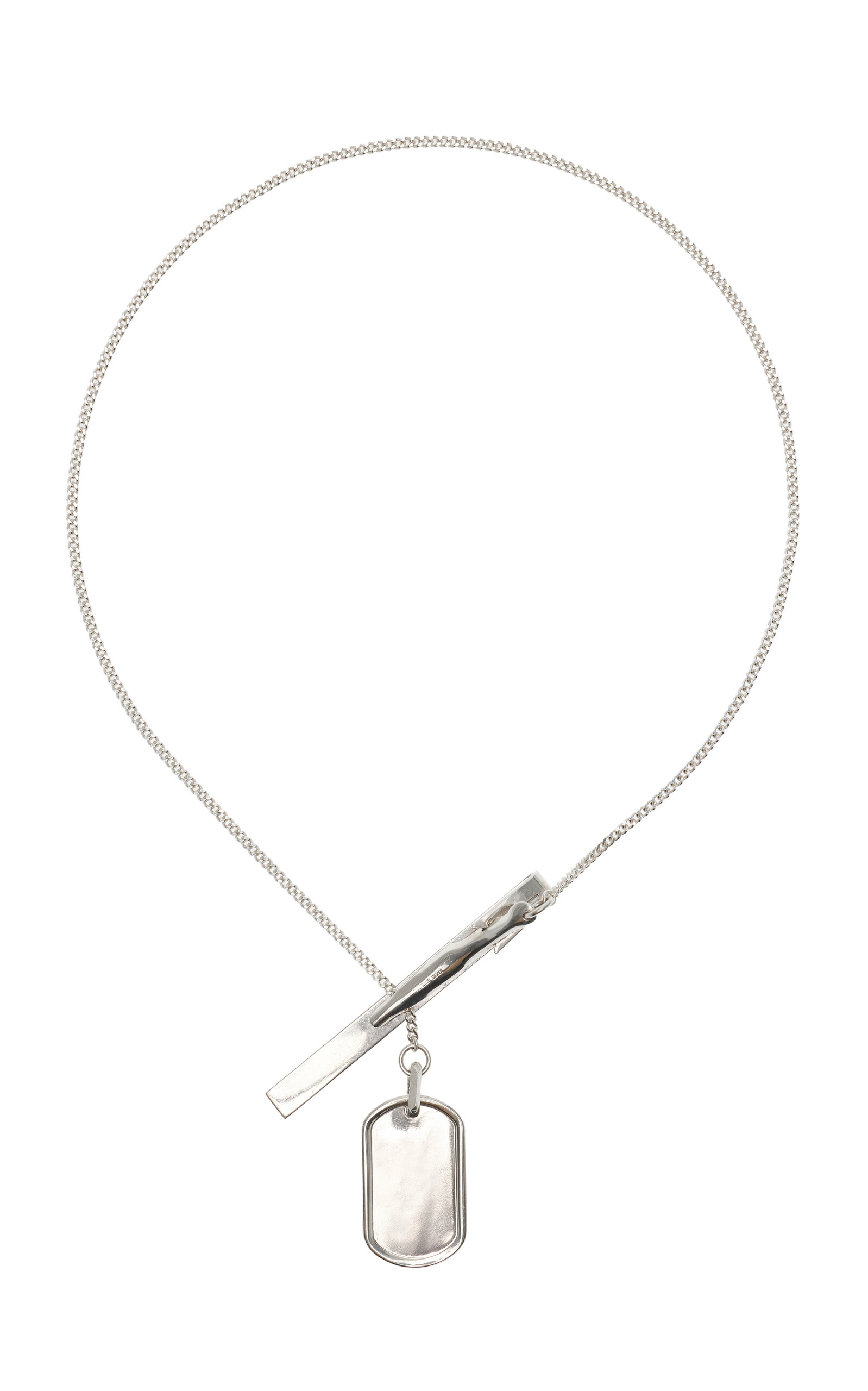 Long Tie Clip Sterling Silver Chain Necklace