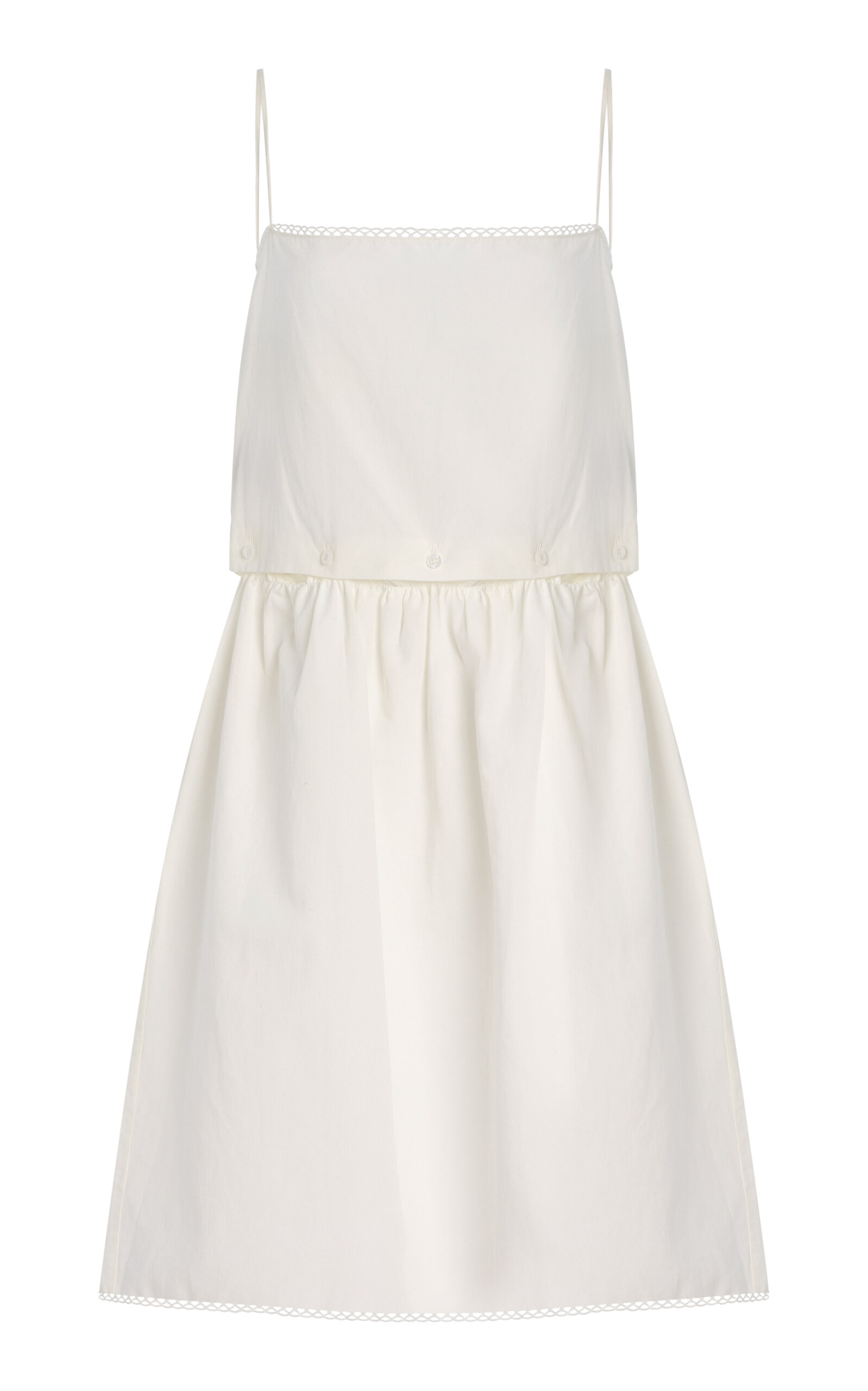 Miu Miu Buttoned Cotton-linen Mini Dress In White