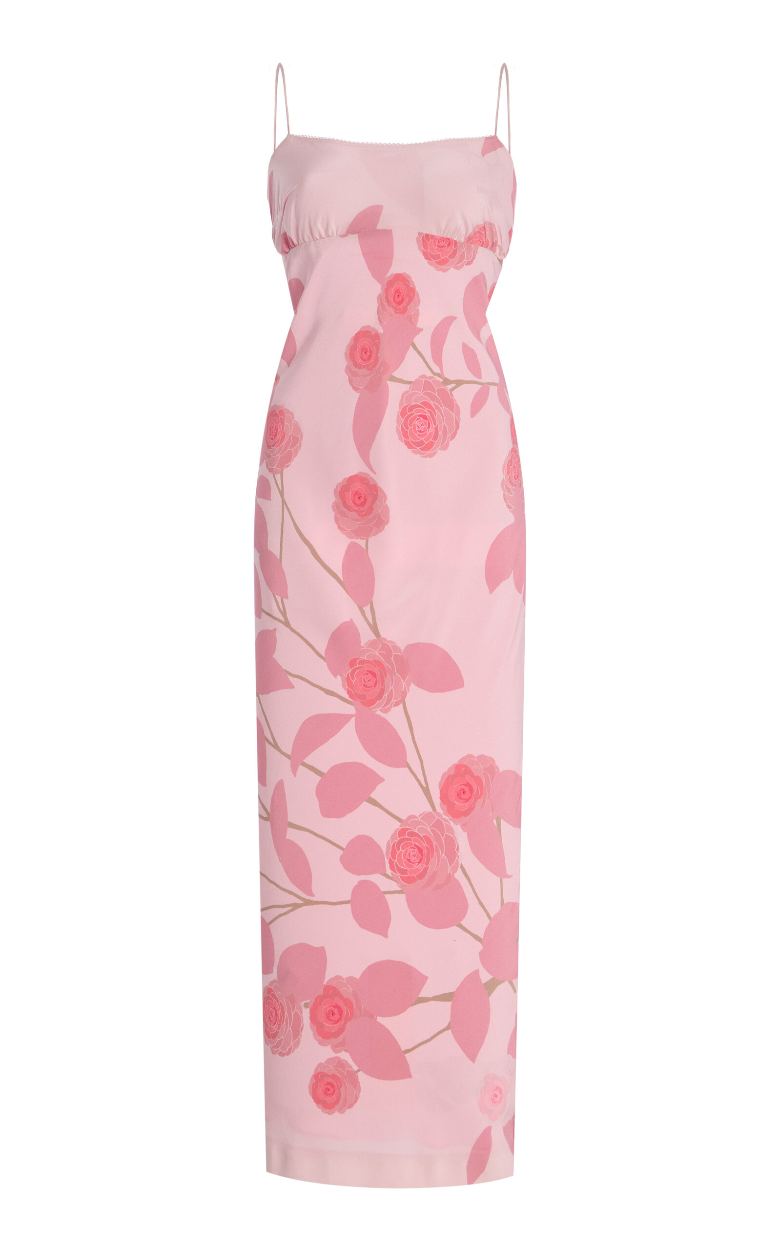 Bernadette Ripley Camelia-Print Silk Maxi Slip Dress