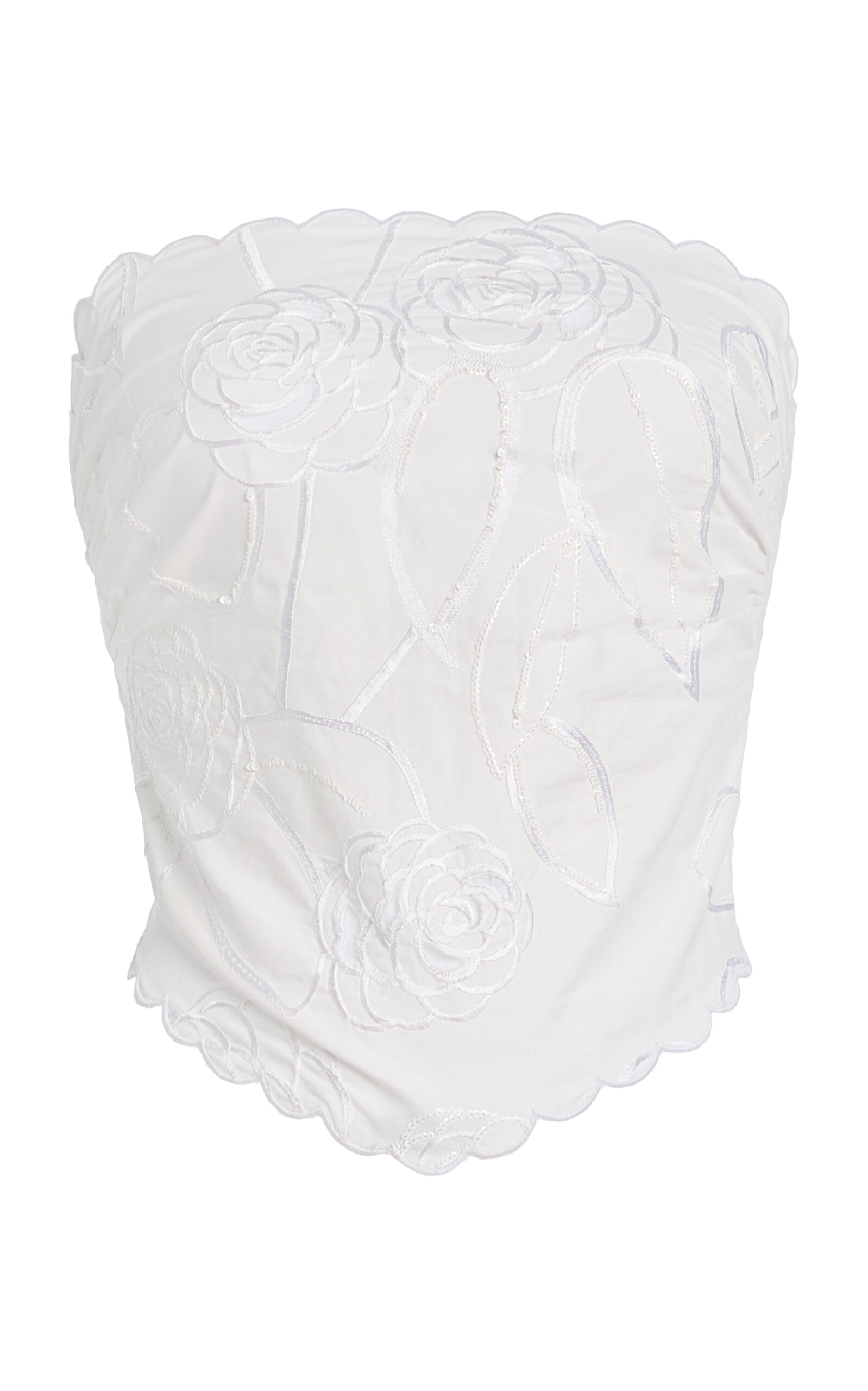 Bernadette Camellia-Embroidered Cotton Top