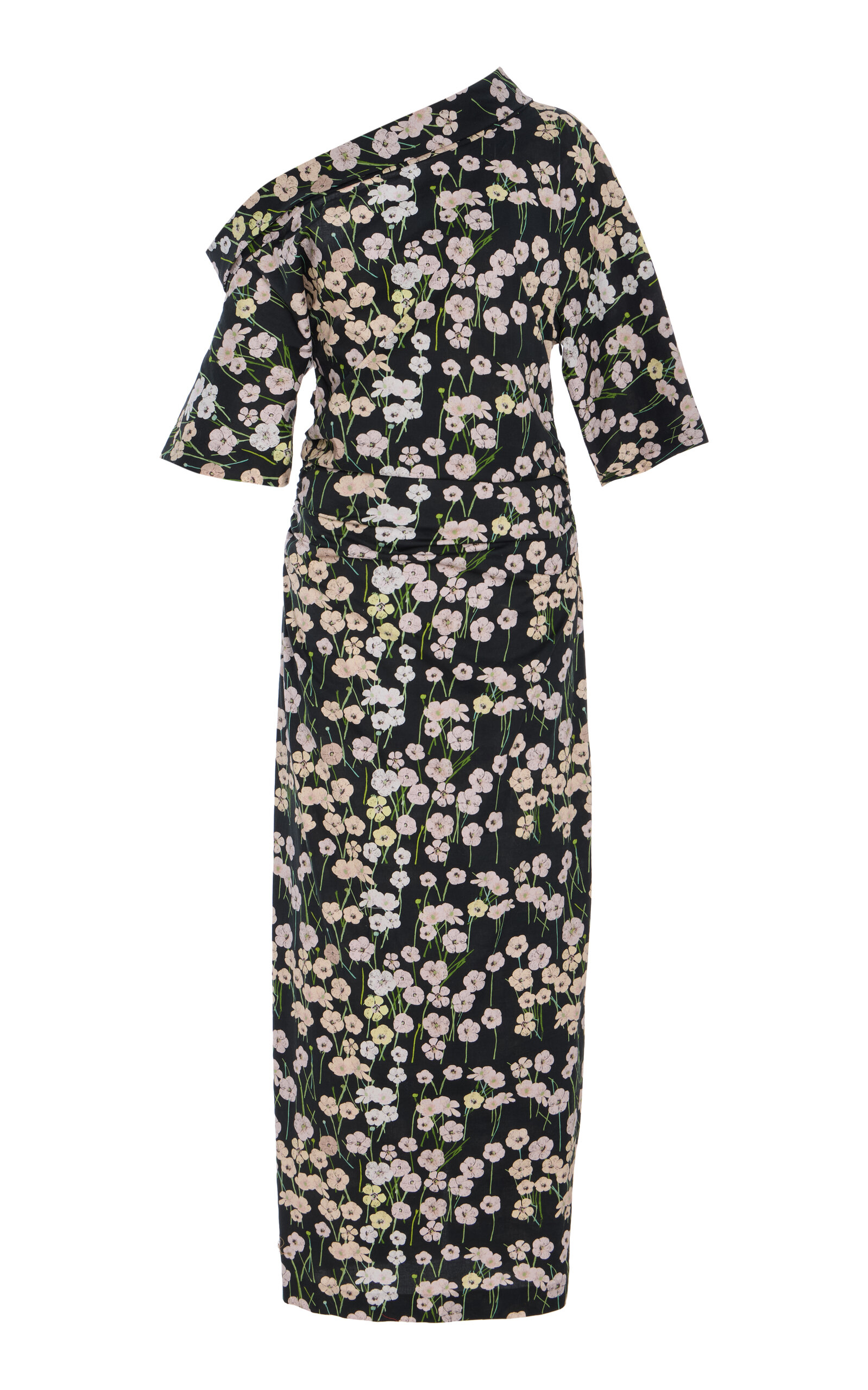 Bernadette Bowery Off-The-Shoulder Buttercup-Print Cotton-Linen Maxi Dress