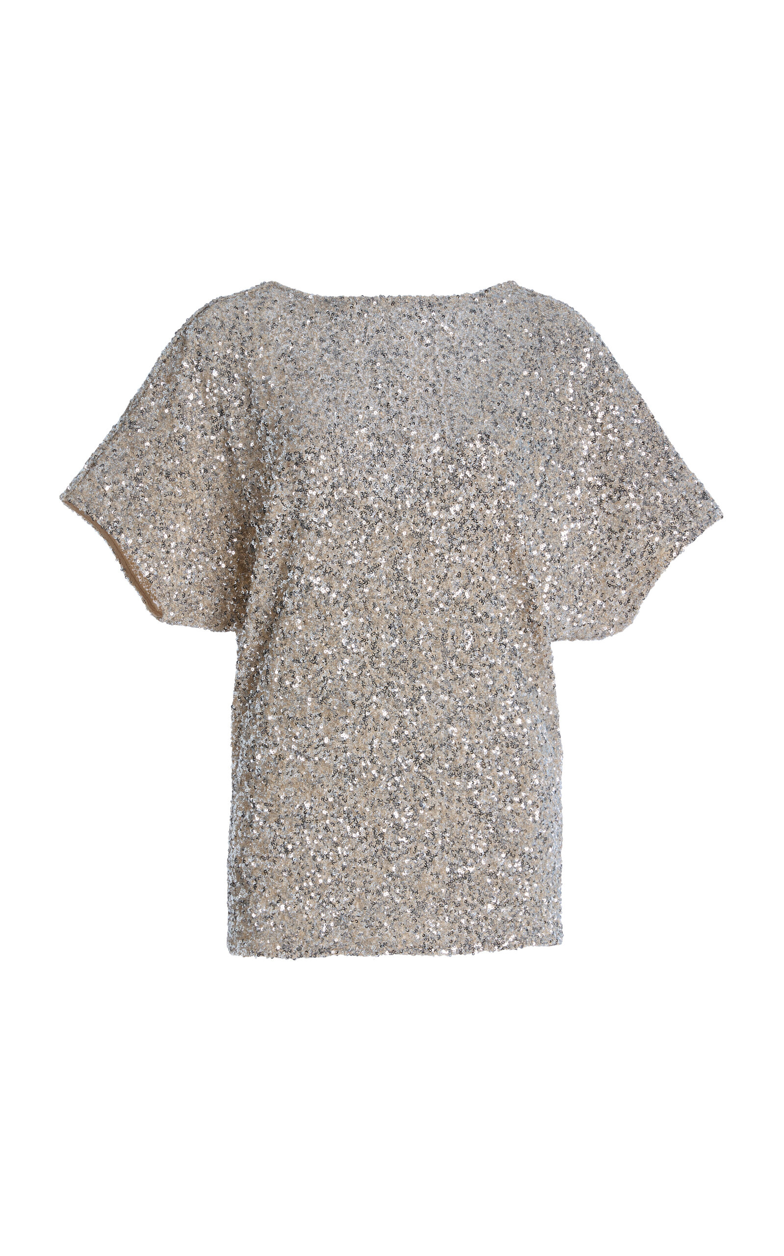 Carla Zampatti Draped Crushed-Sequin Top - Ivory