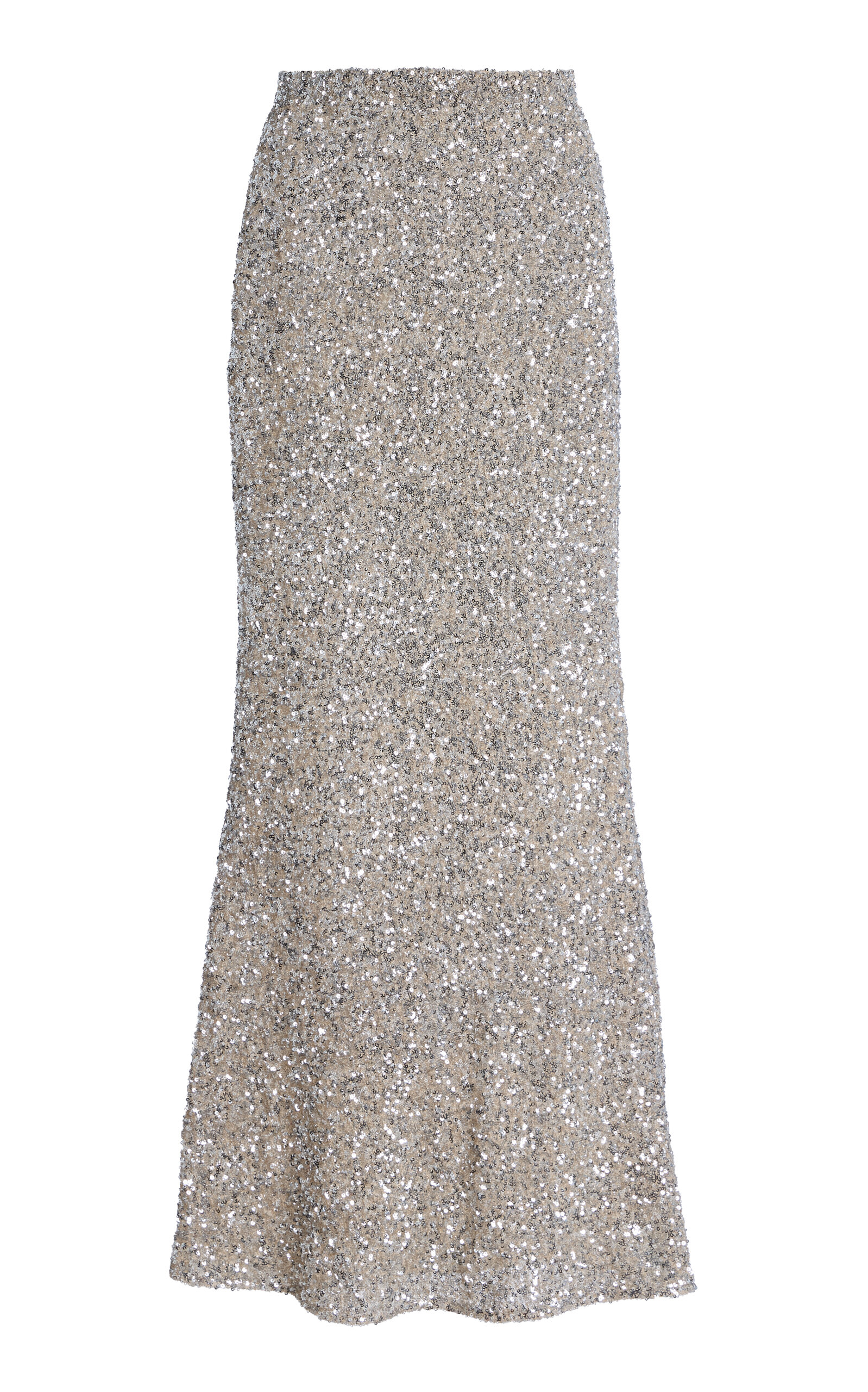 Crushed-Sequin Maxi Column Skirt