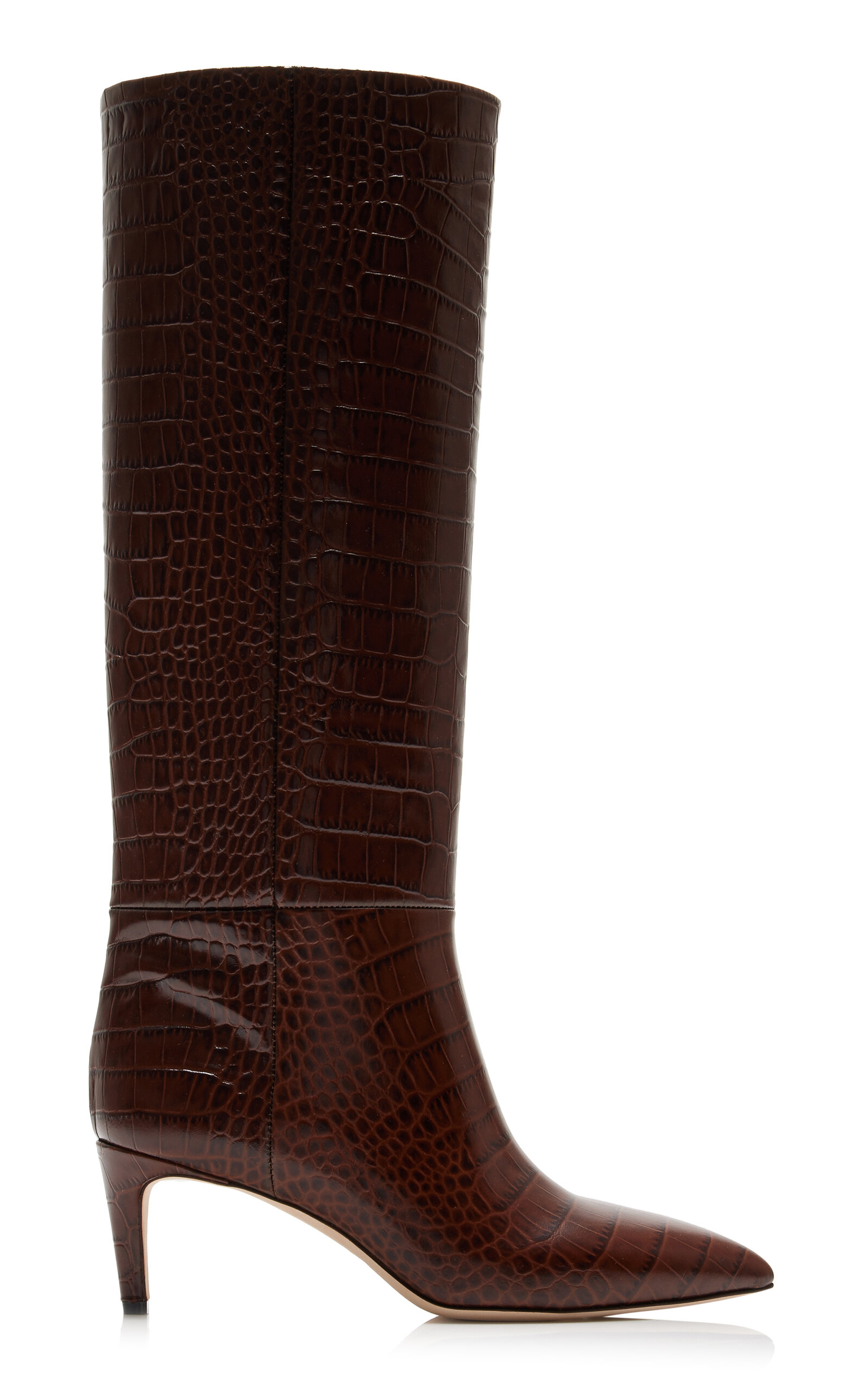 Paris Texas Croc-Effect Leather Stiletto Boots - Brown