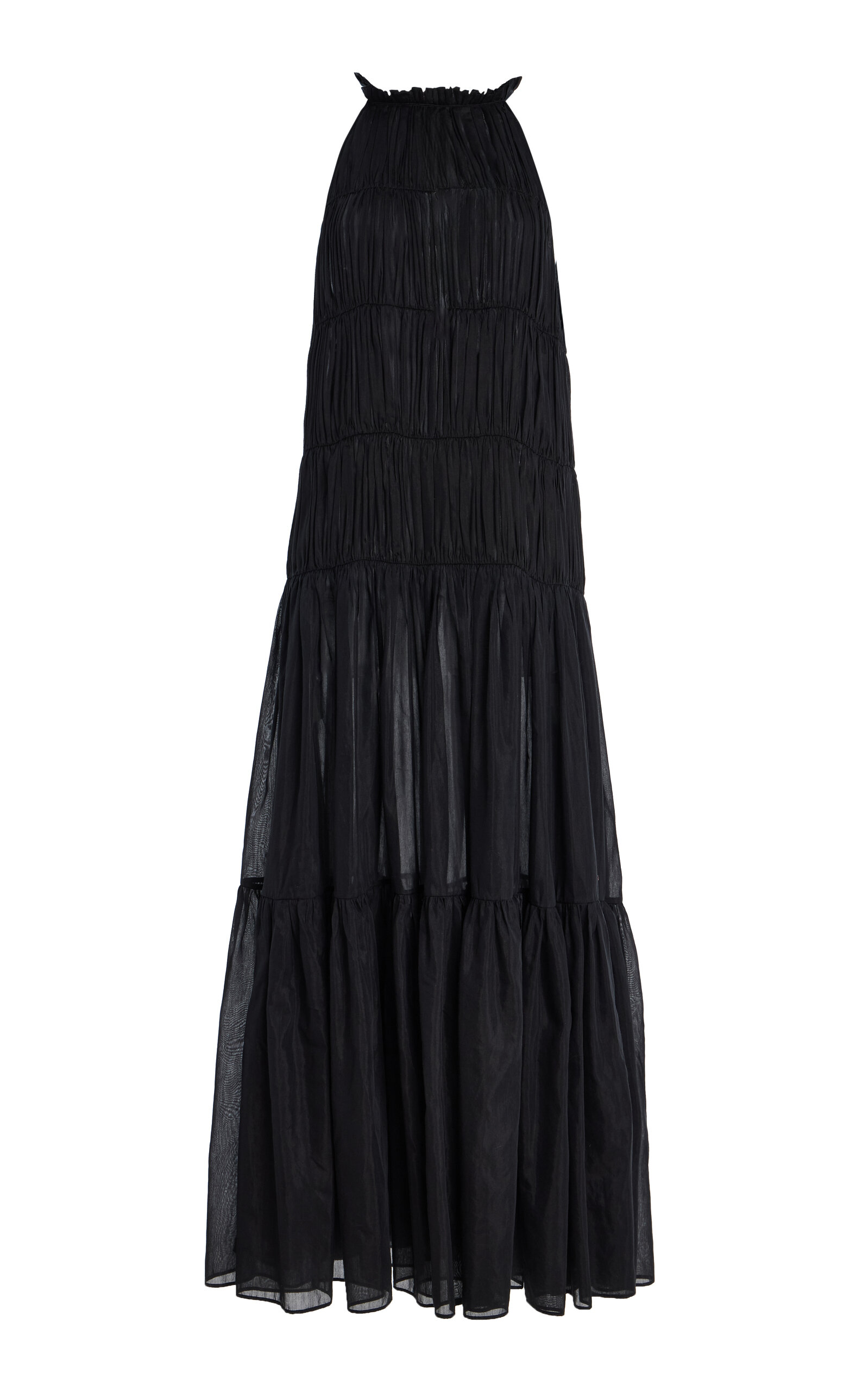 Moré Noir Philippa Cotton-Silk Voile Dress - Black