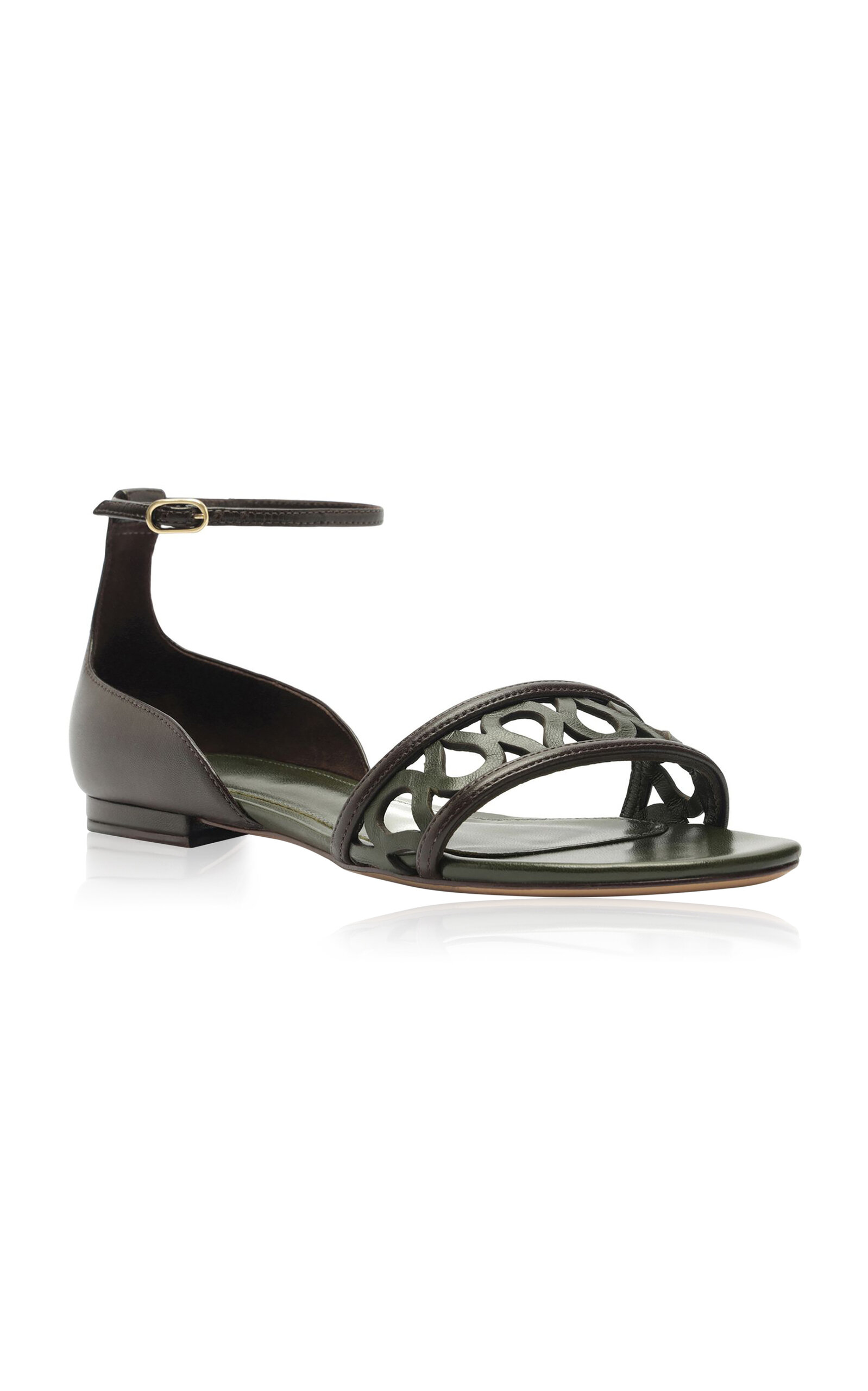 Alexandre Birman Dakota Leather Ankle-strap Sandals In Olive