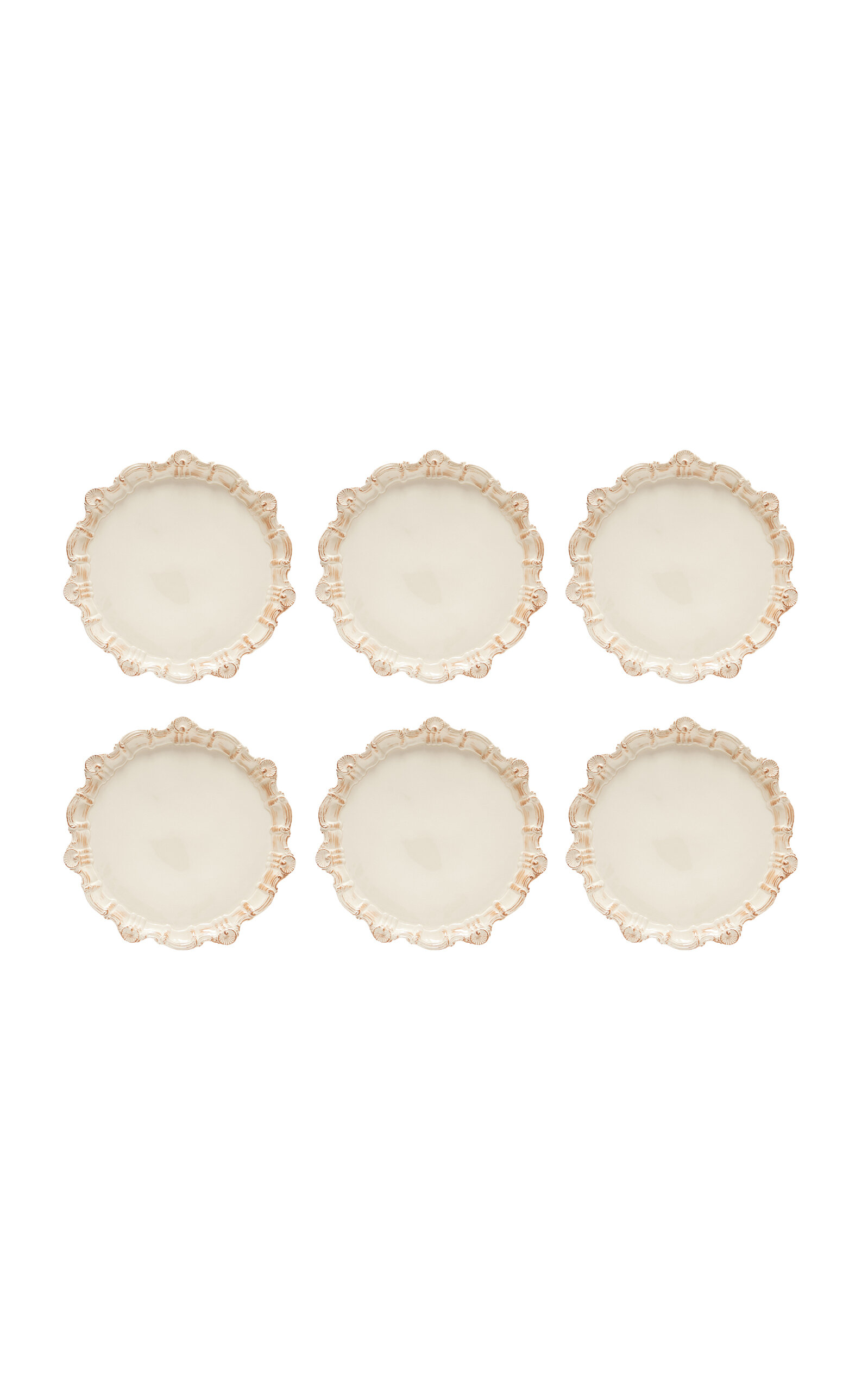 Moda Domus Riviera Set-of-six Shell Ceramic Dinner Plates In White