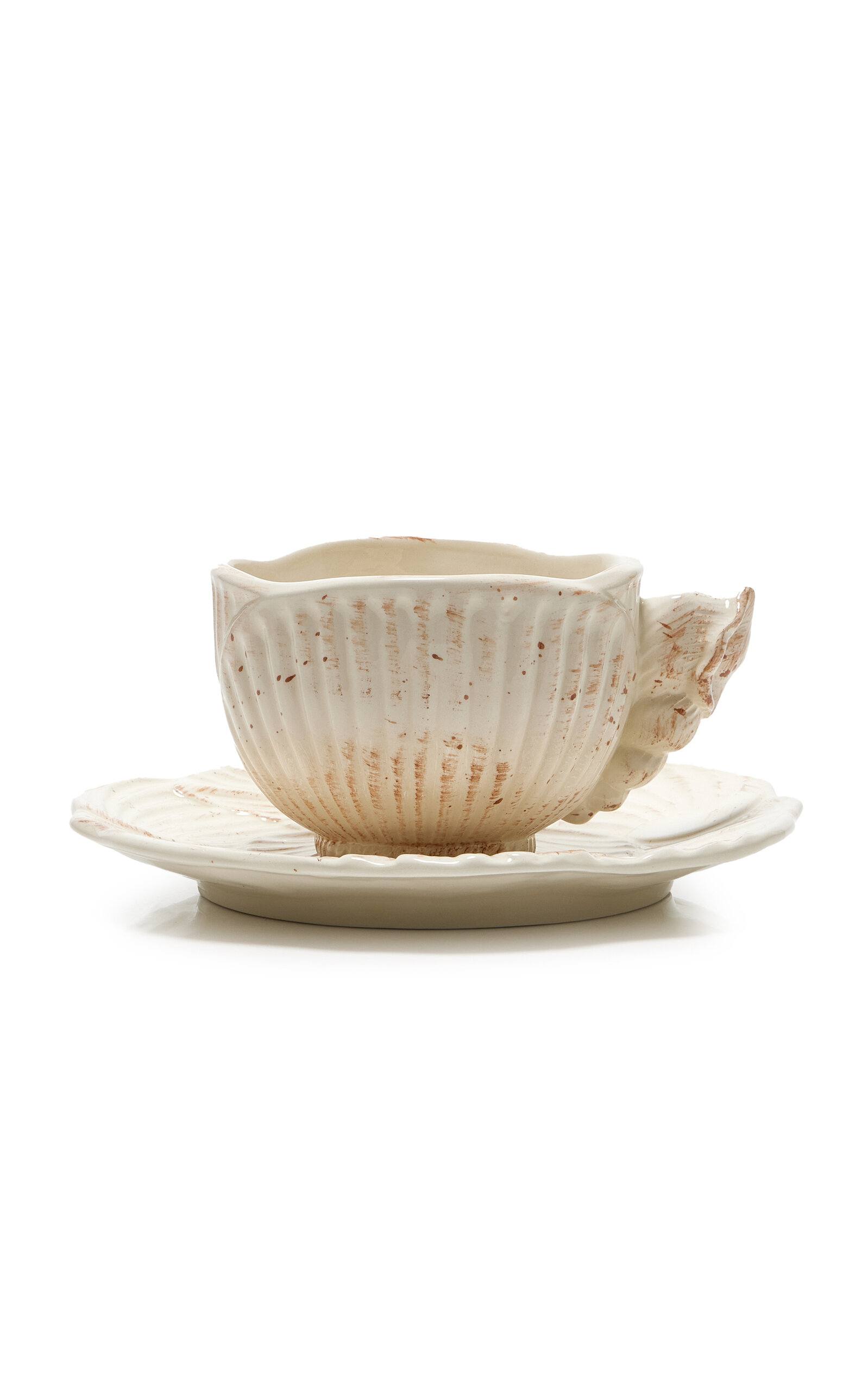 Moda Domus Riviera Set-of-Six Shell Ceramic Breakfast Cups - White
