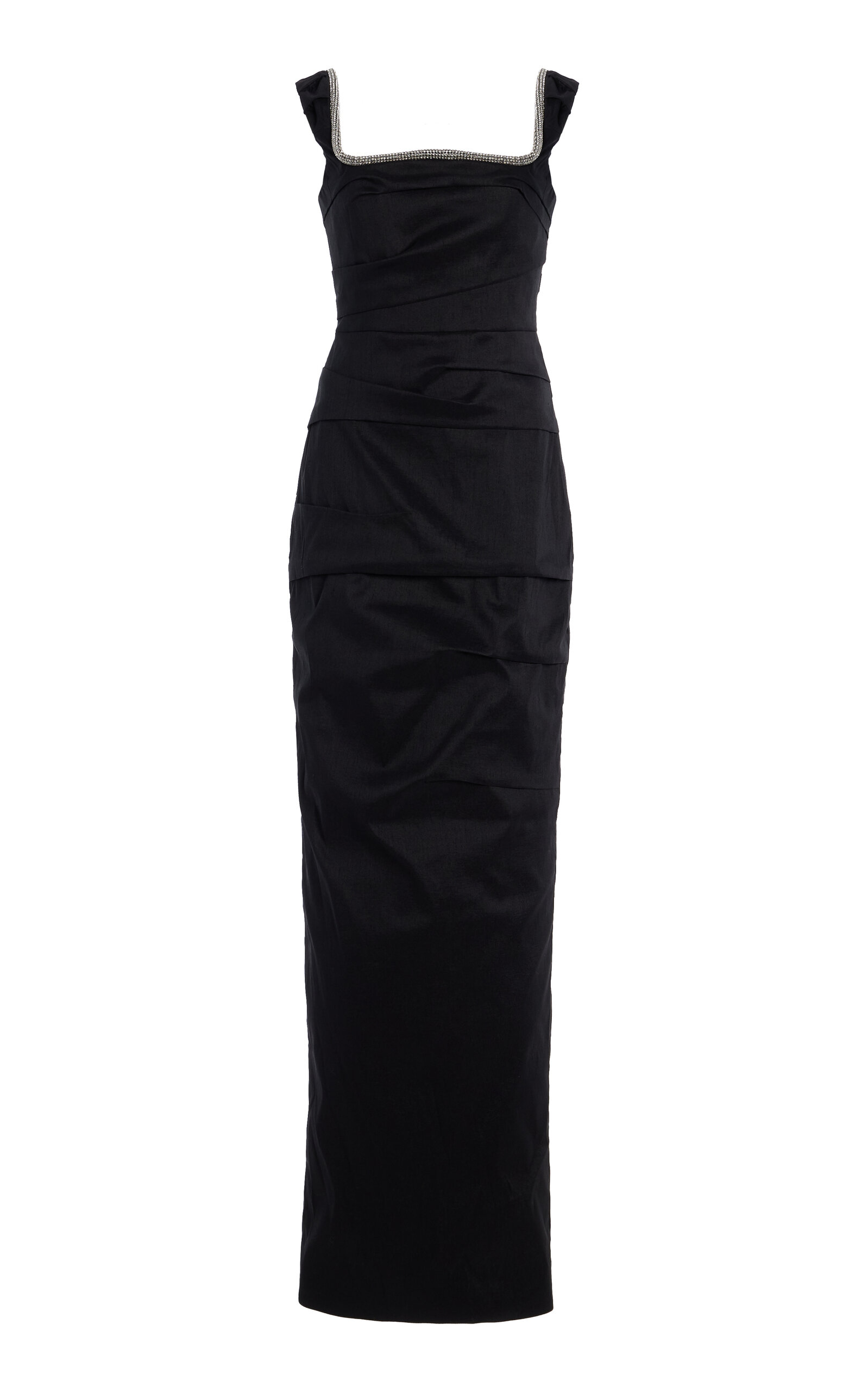 Rachel Gilbert Onyx Crystal-embellished Gown In Black