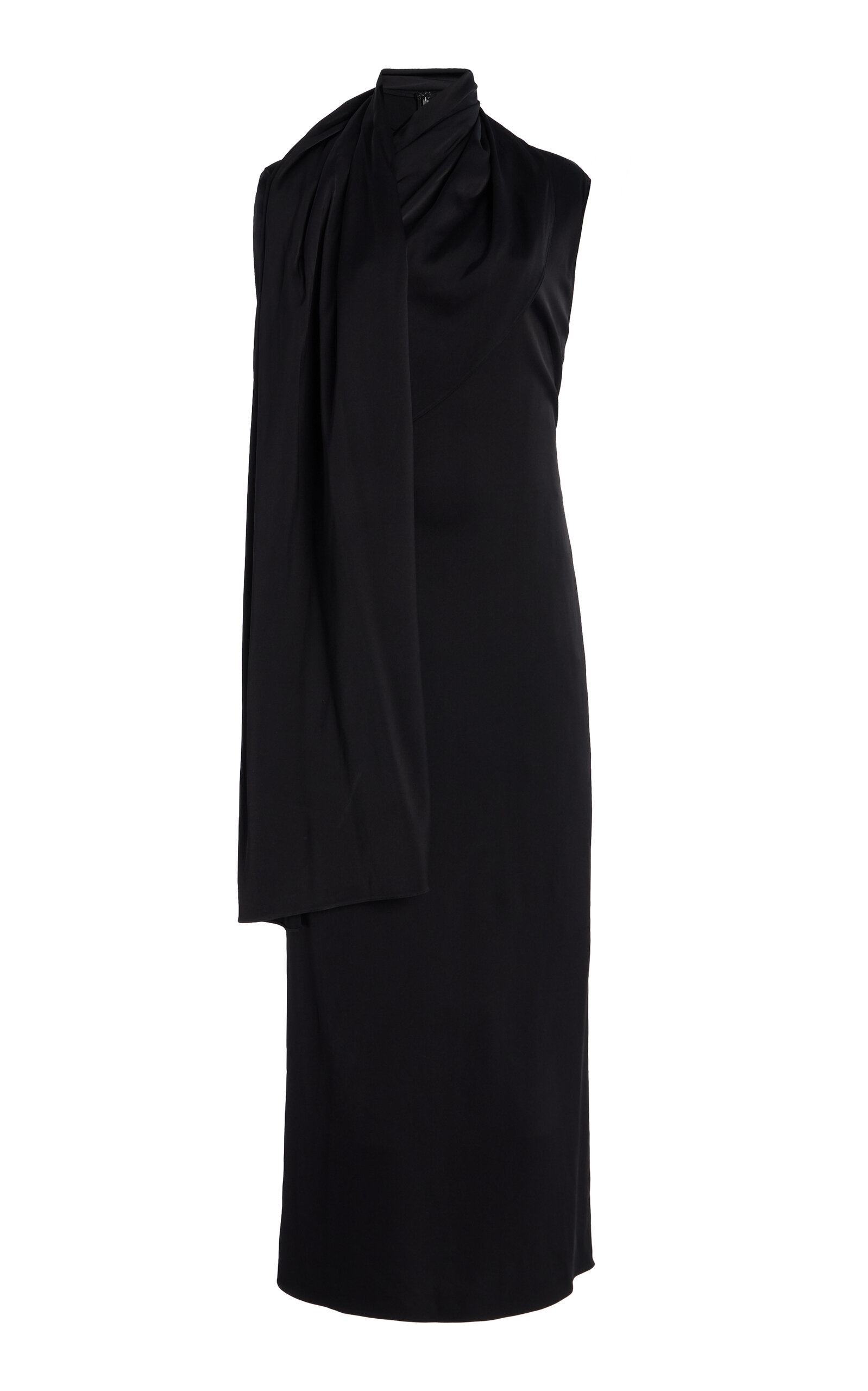 Another Tomorrow Exclusive Scarf-Detailed Knit Midi Dress